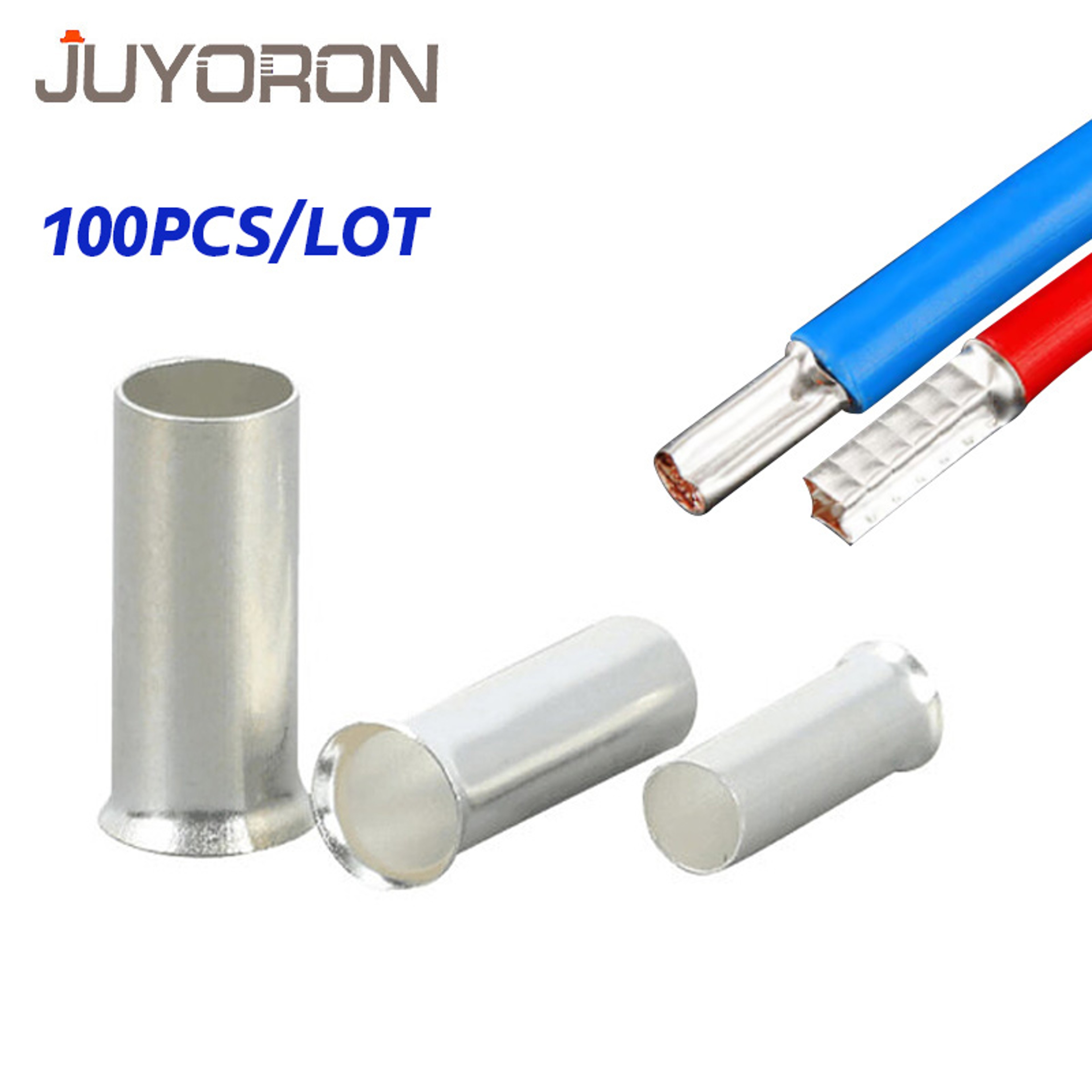 Copper Crimp Ferrules EN Series, Non-Insulated Wire Connector Terminals, Bare Tinned Electrical Cable Ends – view 1