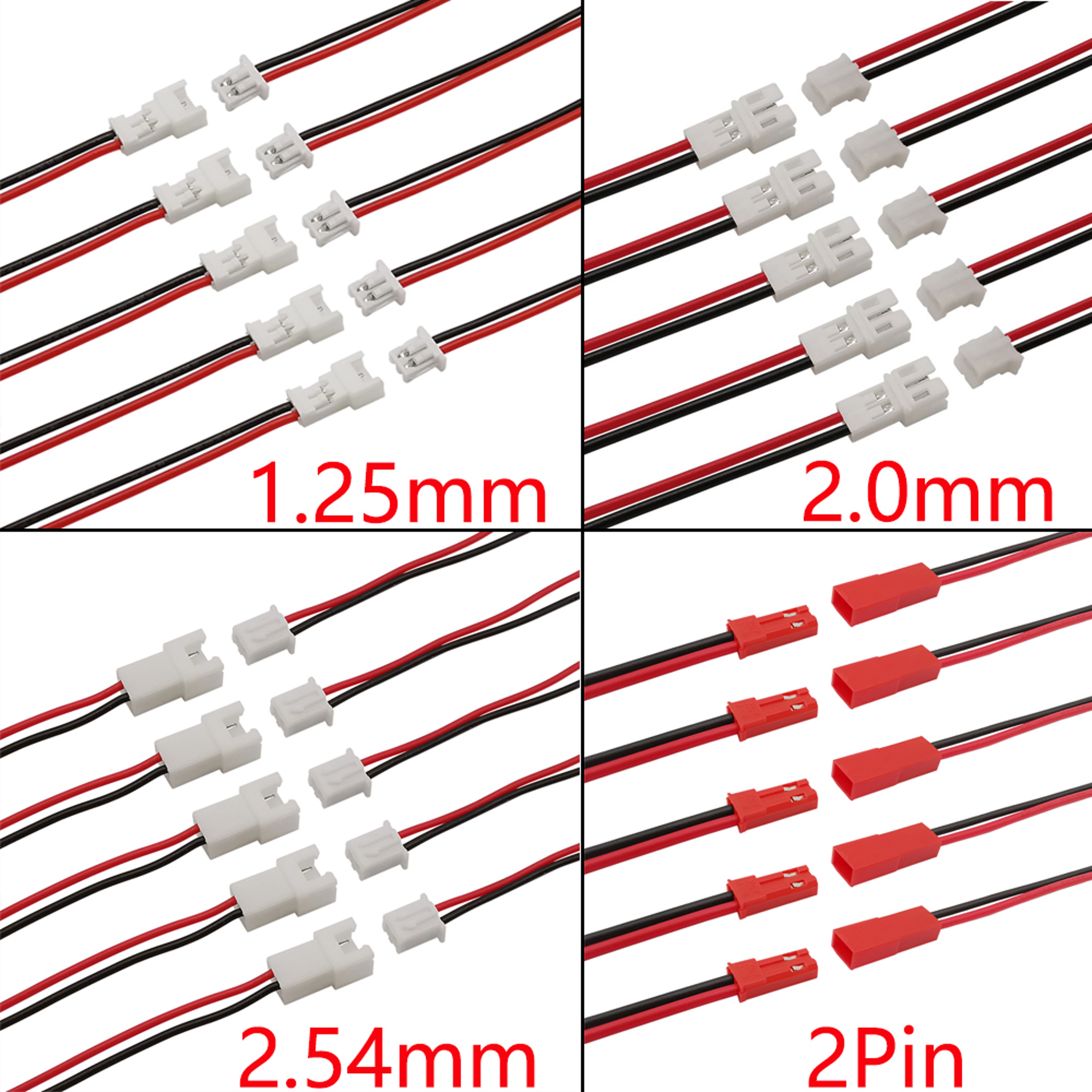 Mini JST 2 Pin Plug Jack Connector Cable Set, Male Female Electronic JST – view 1
