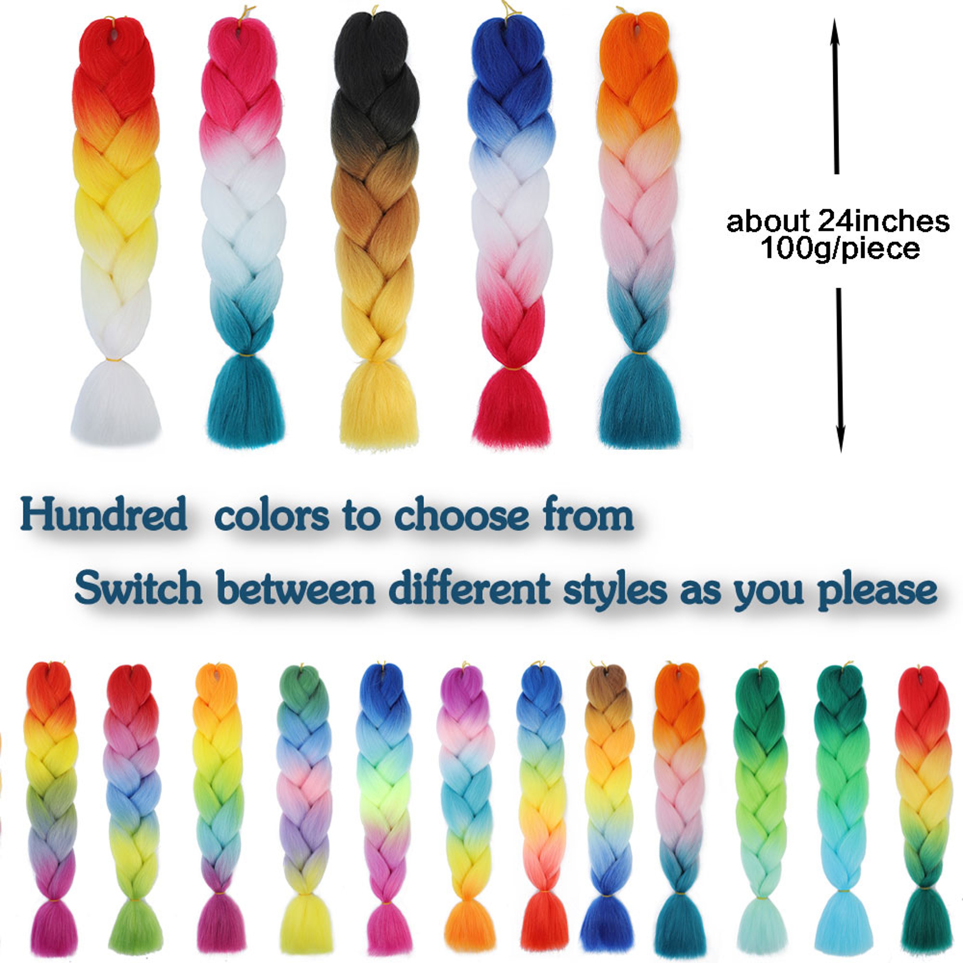 Jumbo Braids Extensions Synthetic Braiding Hair Kanekalon Afro Ombre Color Hair for Kids Children Crochet Twist Braid – view 3