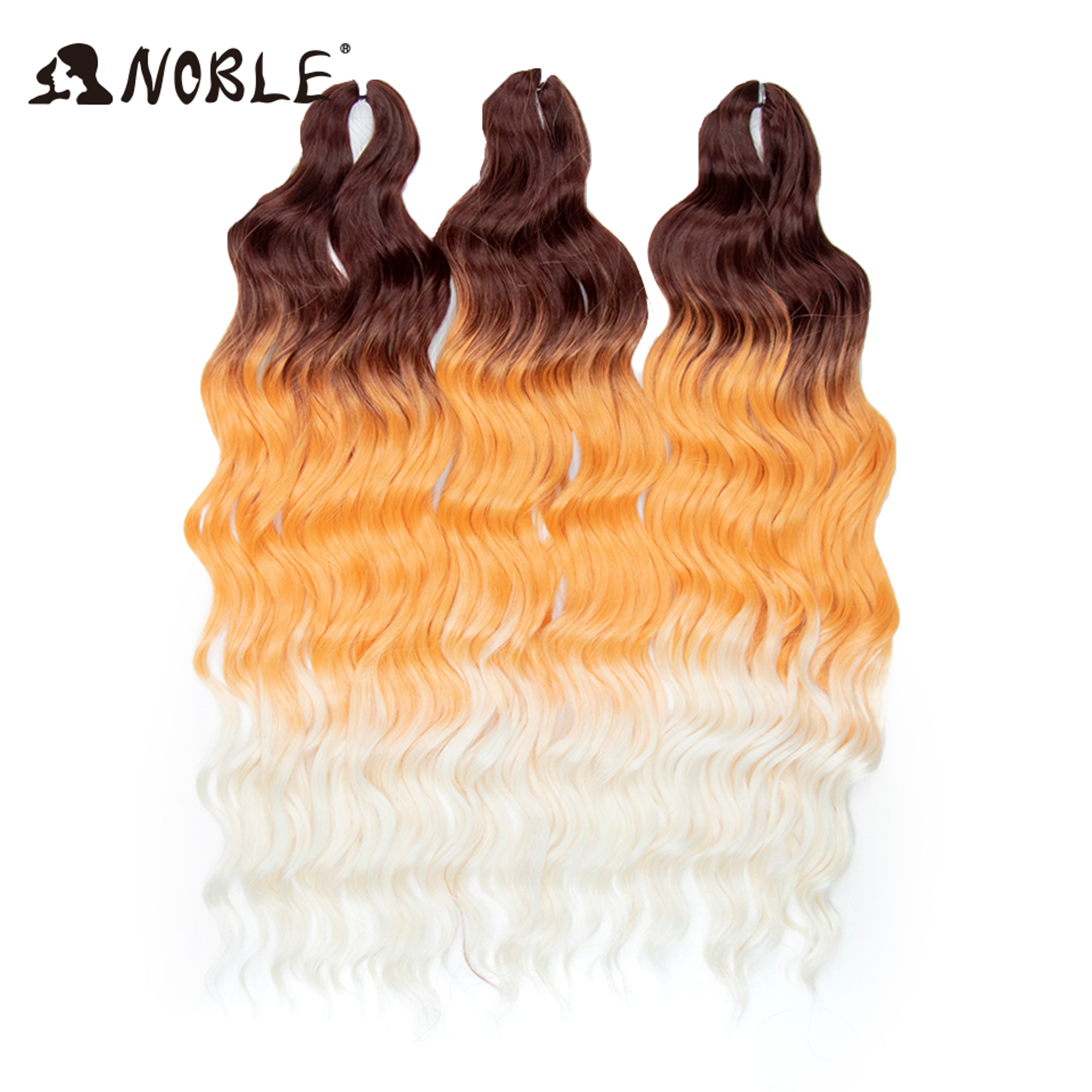 Noble Hair Synthetic Loose Deep Wave Braiding Hair Extensions Ombre Blonde Twist Crochet Curly Water Wave Braid – view 21