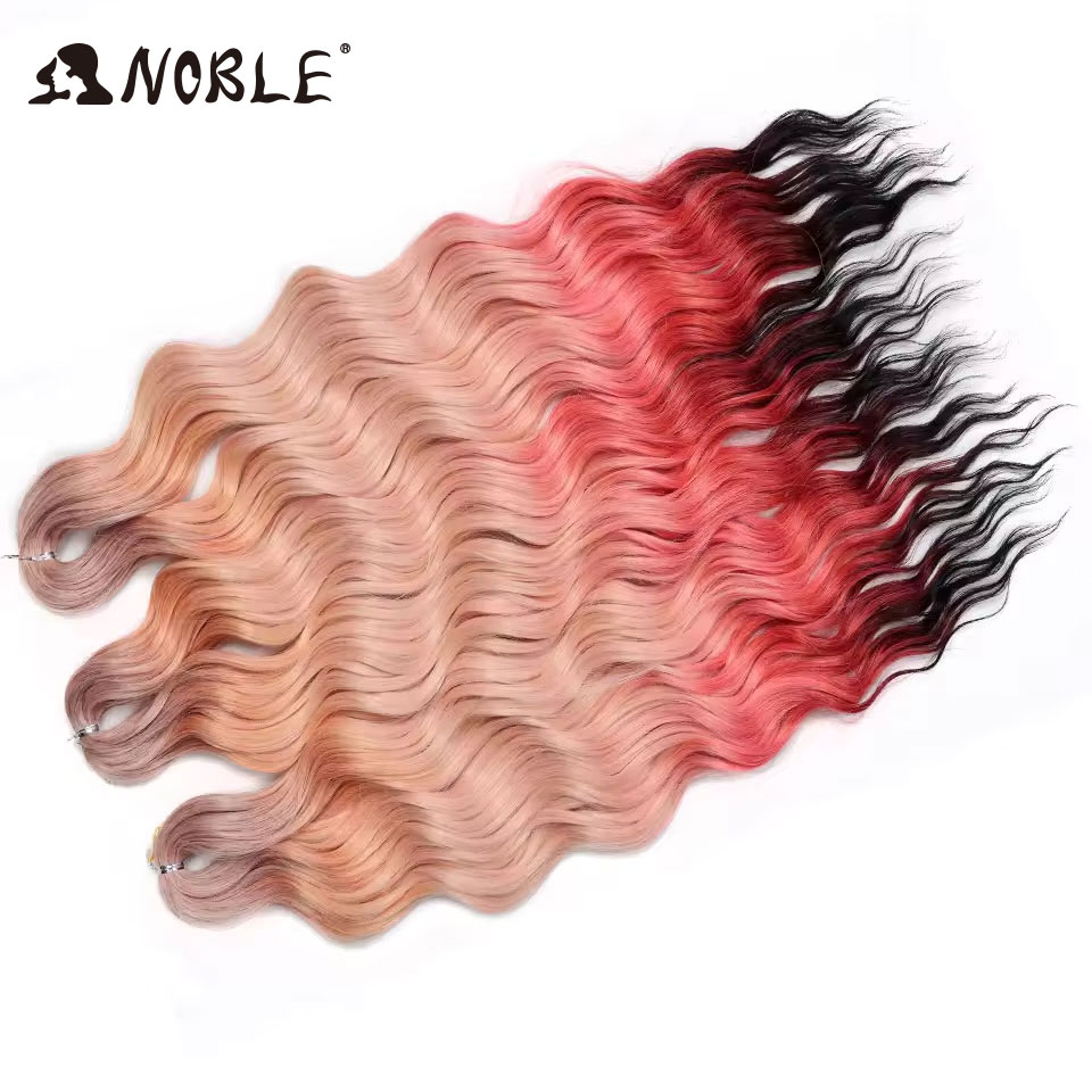 Noble Hair Synthetic Loose Deep Wave Braiding Hair Extensions Ombre Blonde Twist Crochet Curly Water Wave Braid – view 33