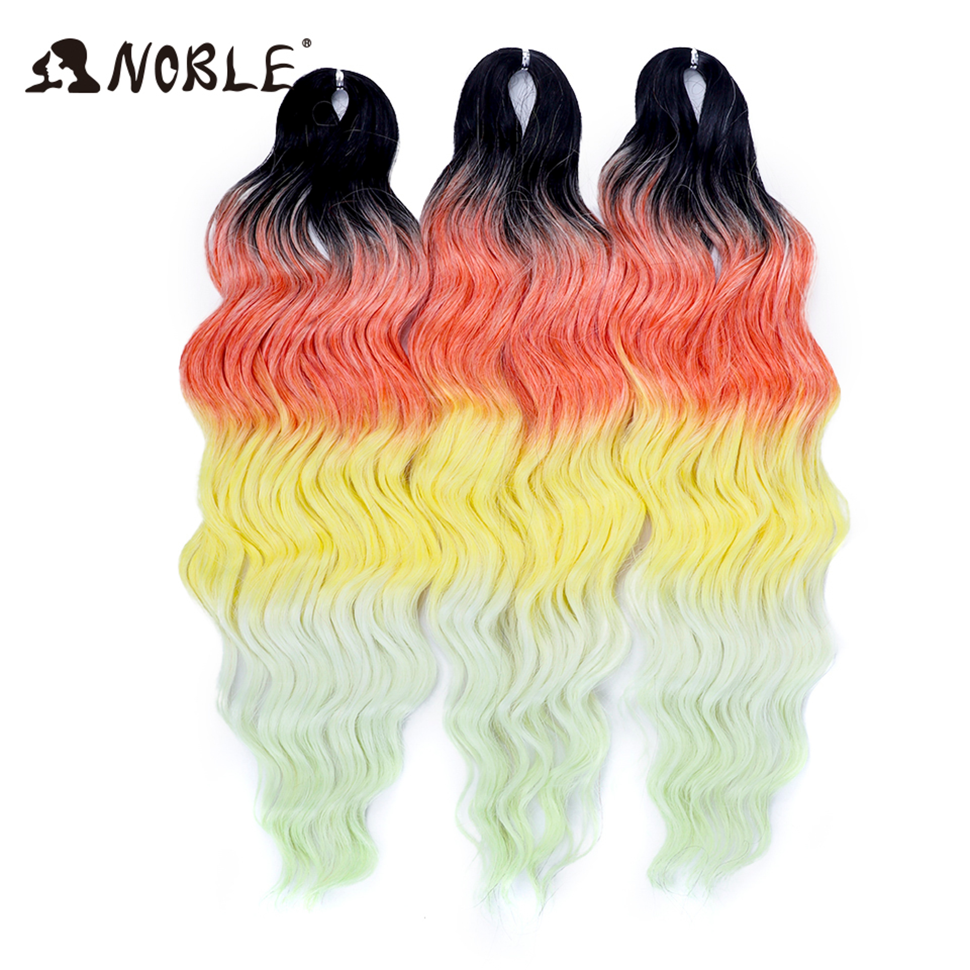 Noble Hair Synthetic Loose Deep Wave Braiding Hair Extensions Ombre Blonde Twist Crochet Curly Water Wave Braid – view 64