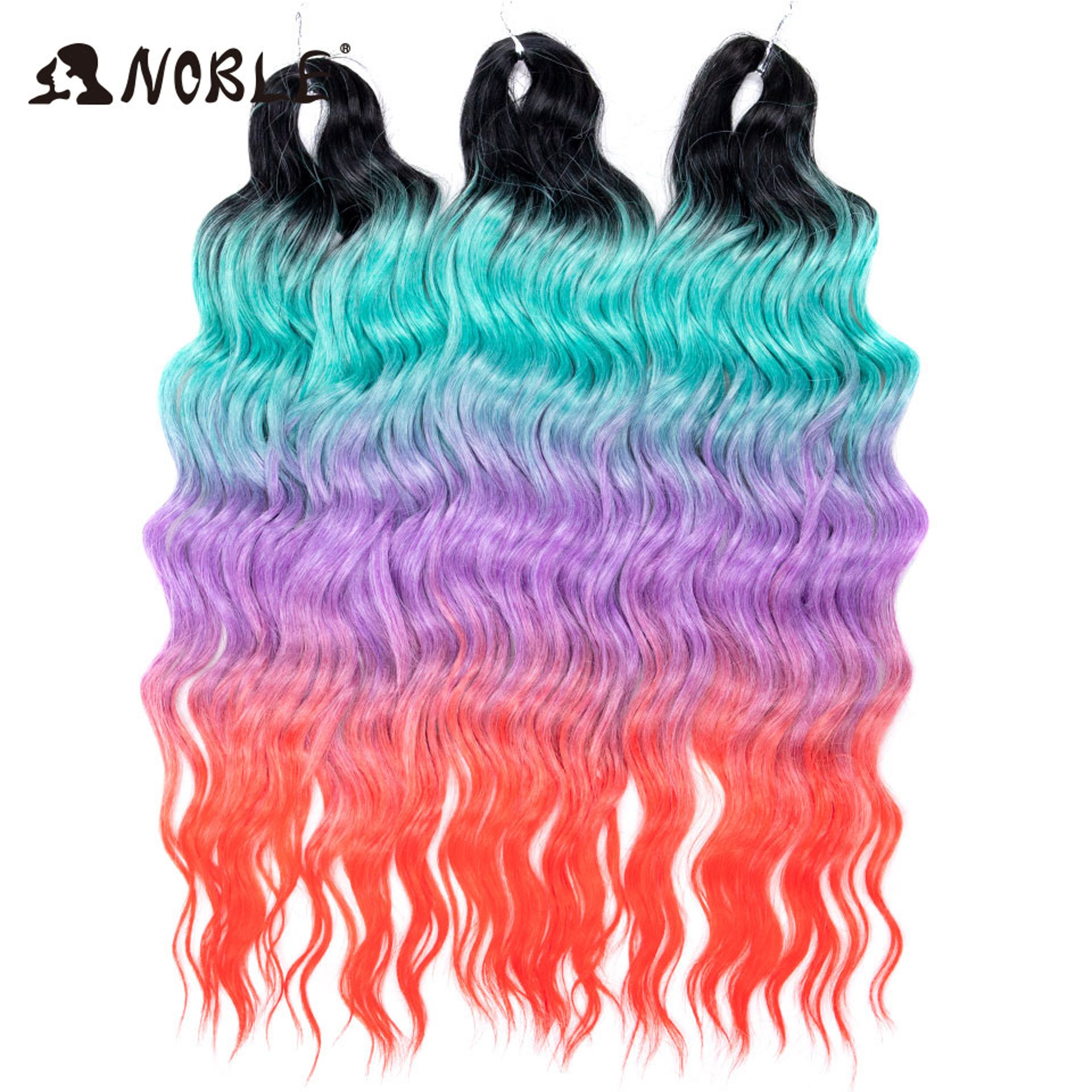 Noble Hair Synthetic Loose Deep Wave Braiding Hair Extensions Ombre Blonde Twist Crochet Curly Water Wave Braid – view 67