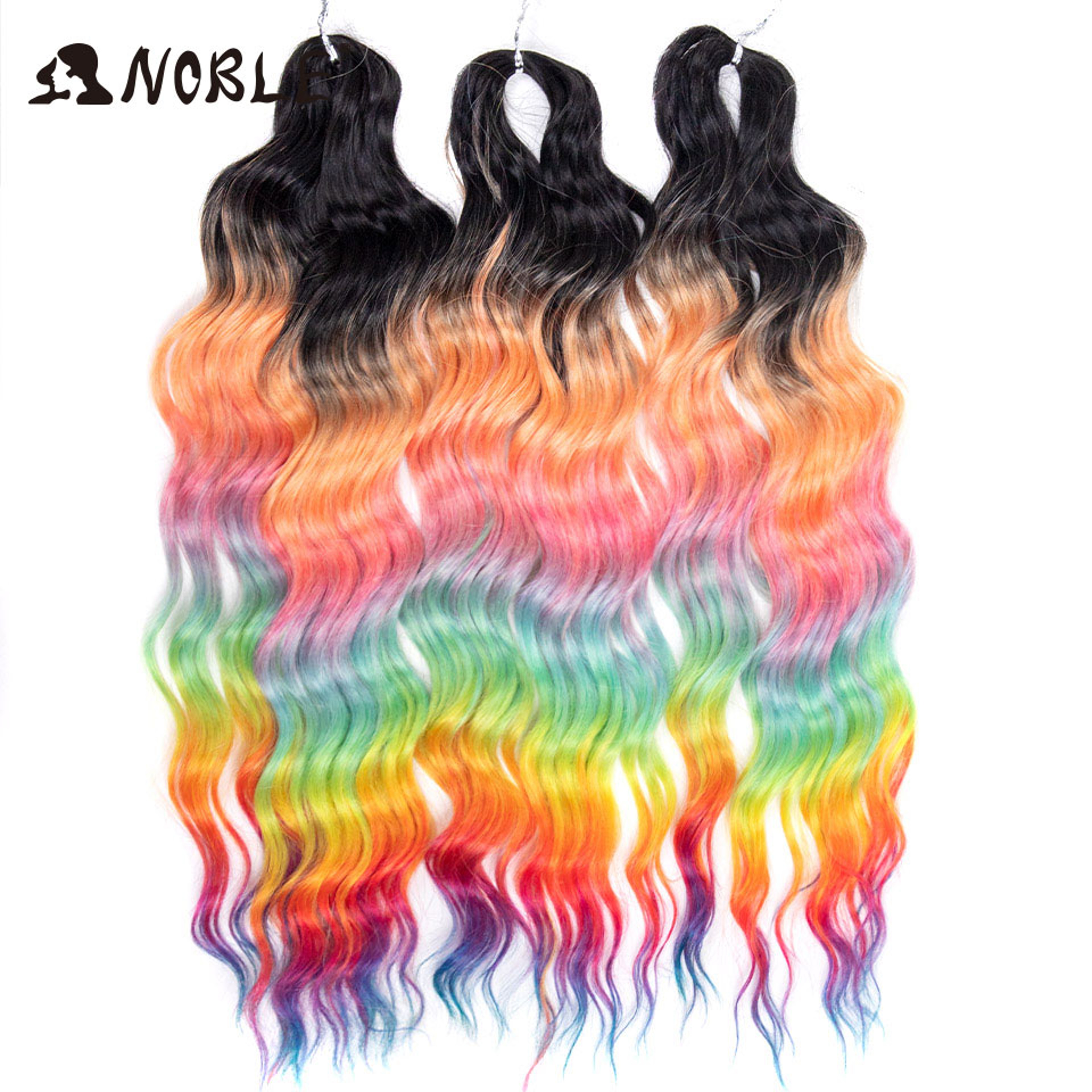 Noble Hair Synthetic Loose Deep Wave Braiding Hair Extensions Ombre Blonde Twist Crochet Curly Water Wave Braid – view 68