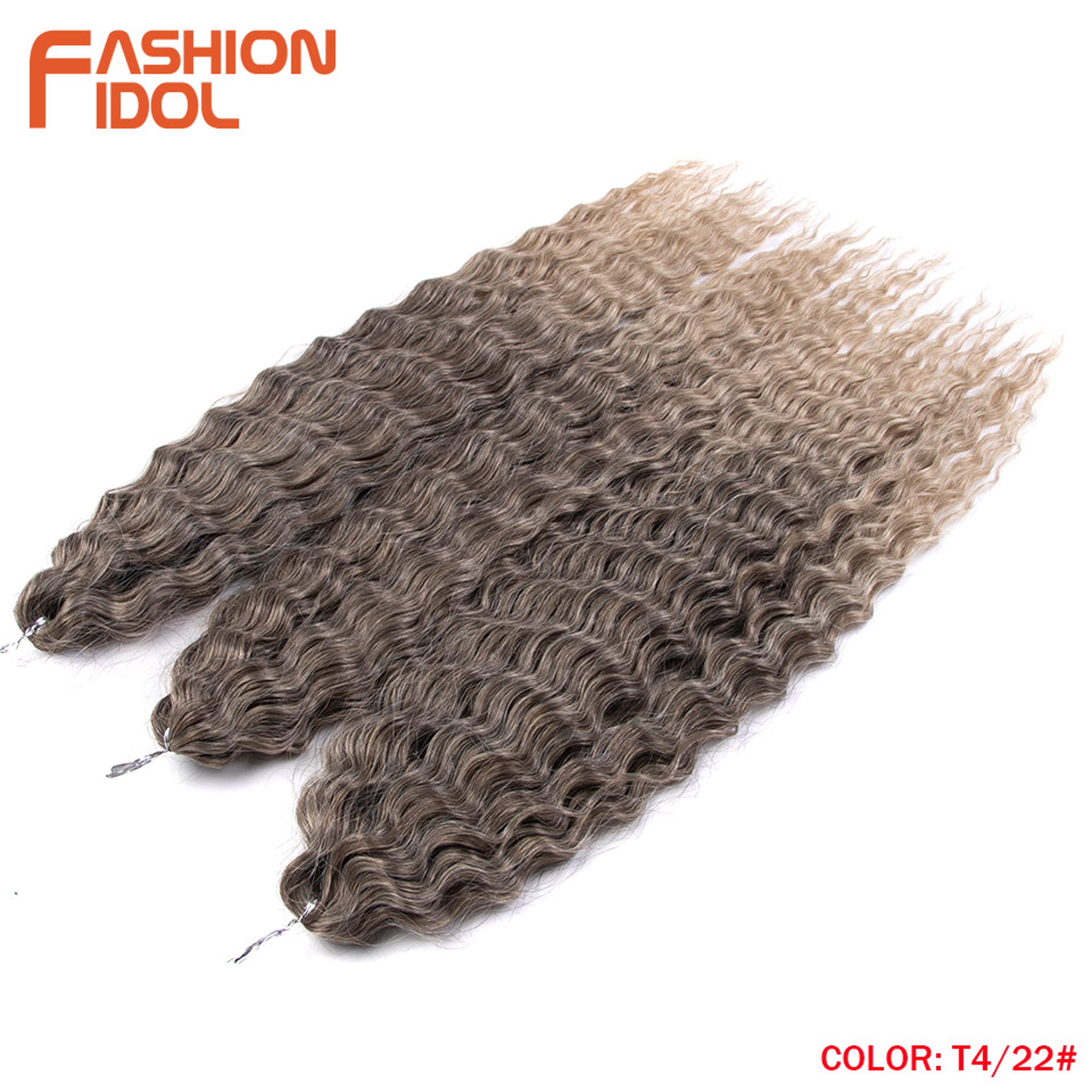Ariel Hair Water Wave Crochet Braids, Synthetic Twist Curly Hair Ombre Blonde Brown Deep Wave Braiding Hair Extensions – view 26