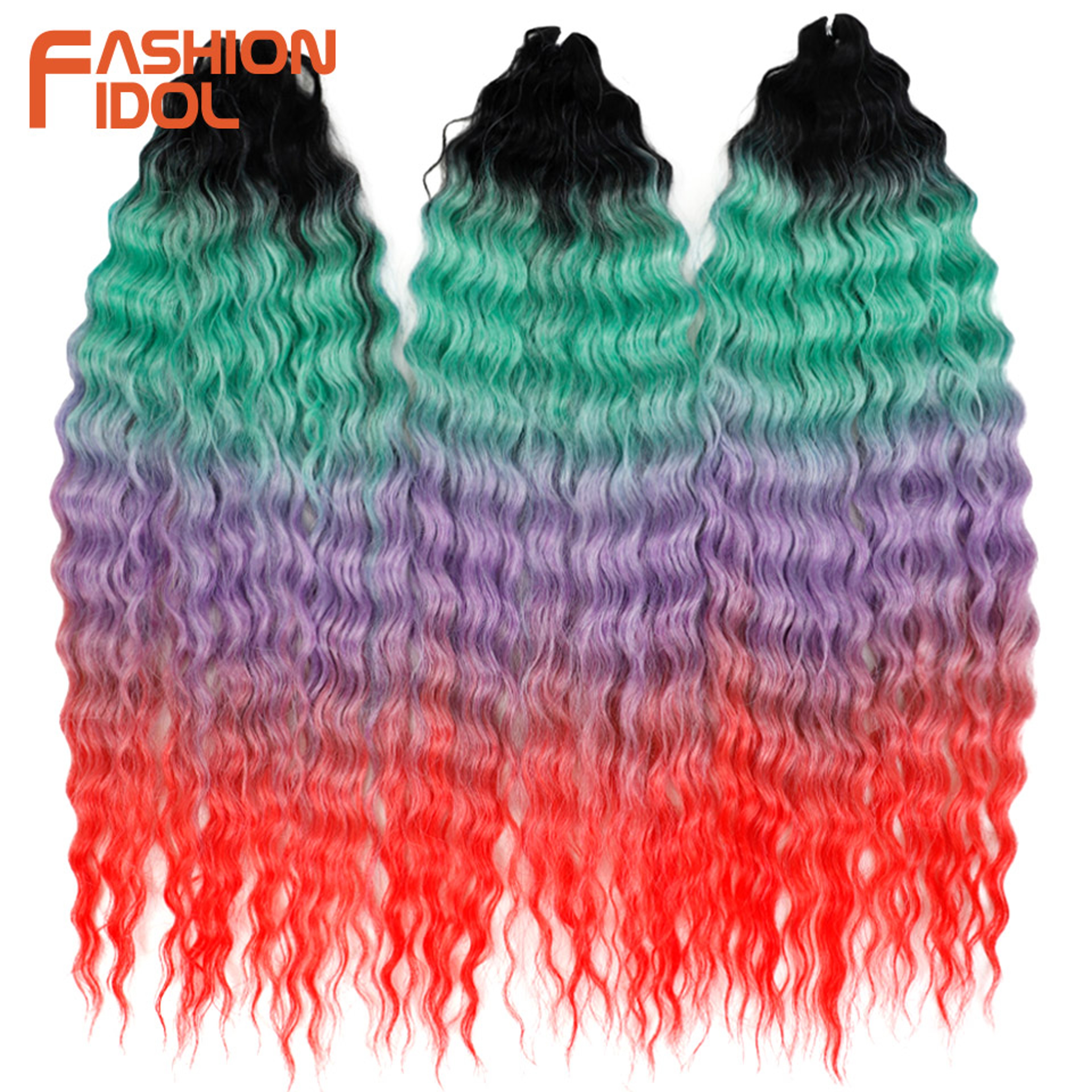 Ariel Hair Water Wave Crochet Braids, Synthetic Twist Curly Hair Ombre Blonde Brown Deep Wave Braiding Hair Extensions – view 41