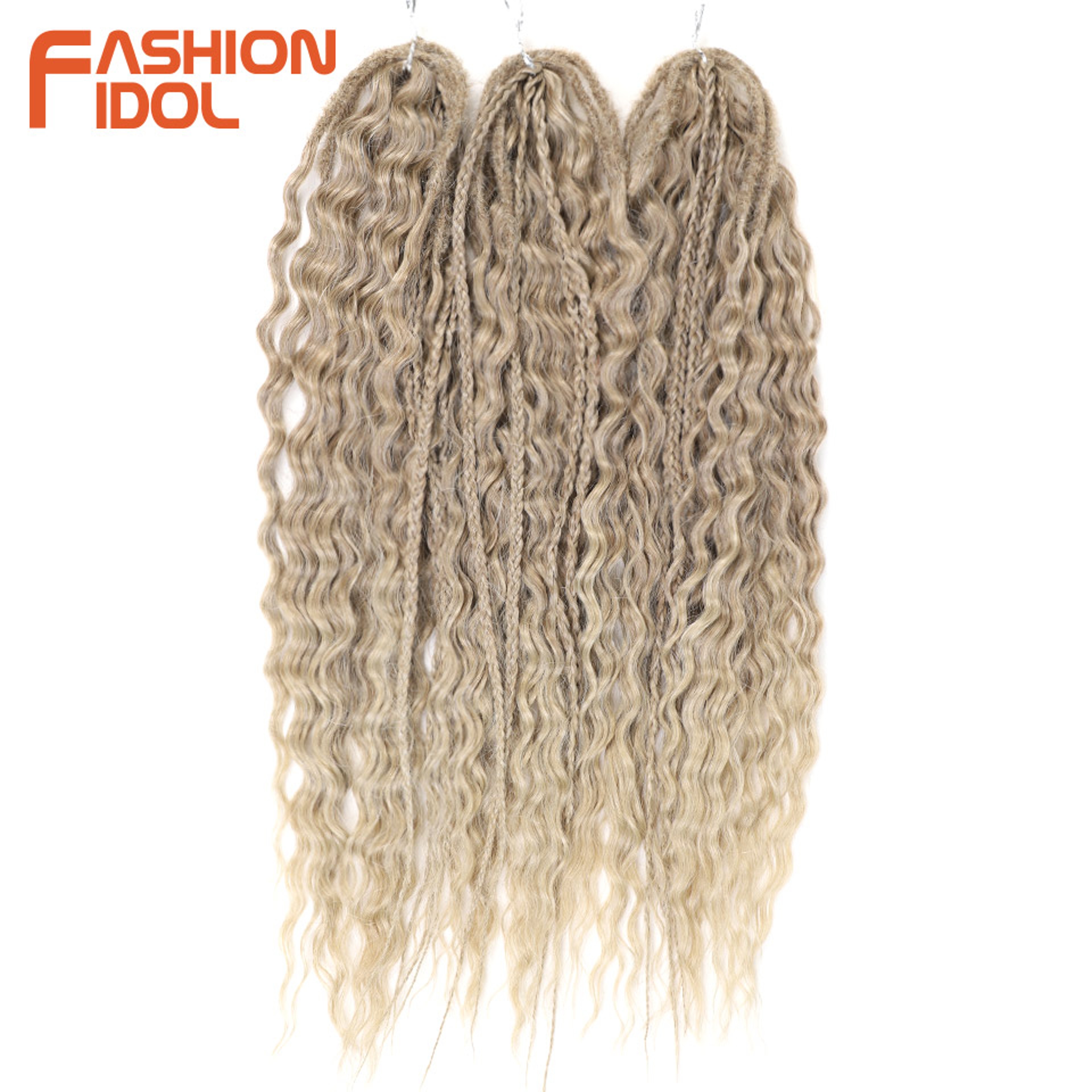 Ariel Hair Water Wave Crochet Braids, Synthetic Twist Curly Hair Ombre Blonde Brown Deep Wave Braiding Hair Extensions – view 76