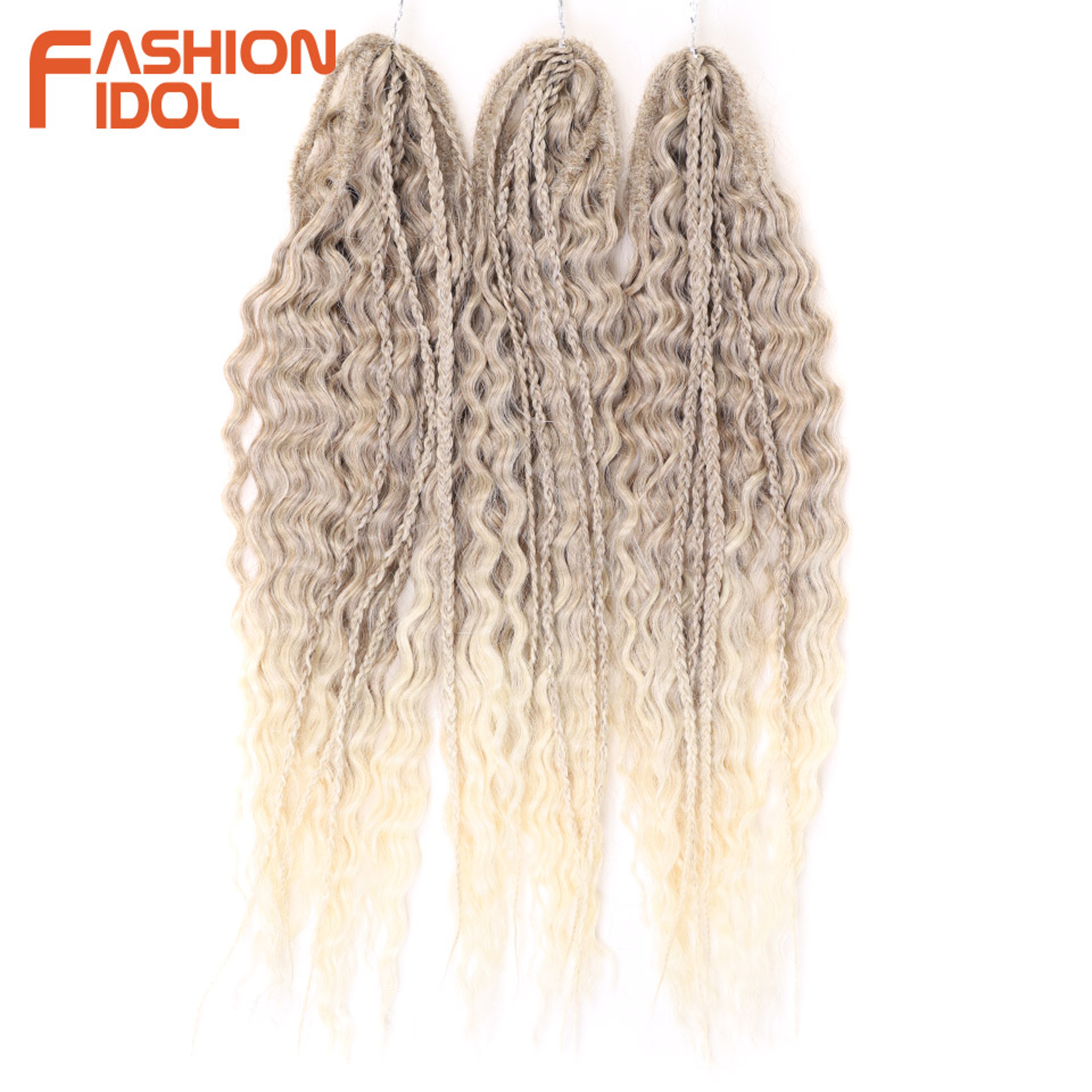 Ariel Hair Water Wave Crochet Braids, Synthetic Twist Curly Hair Ombre Blonde Brown Deep Wave Braiding Hair Extensions – view 77