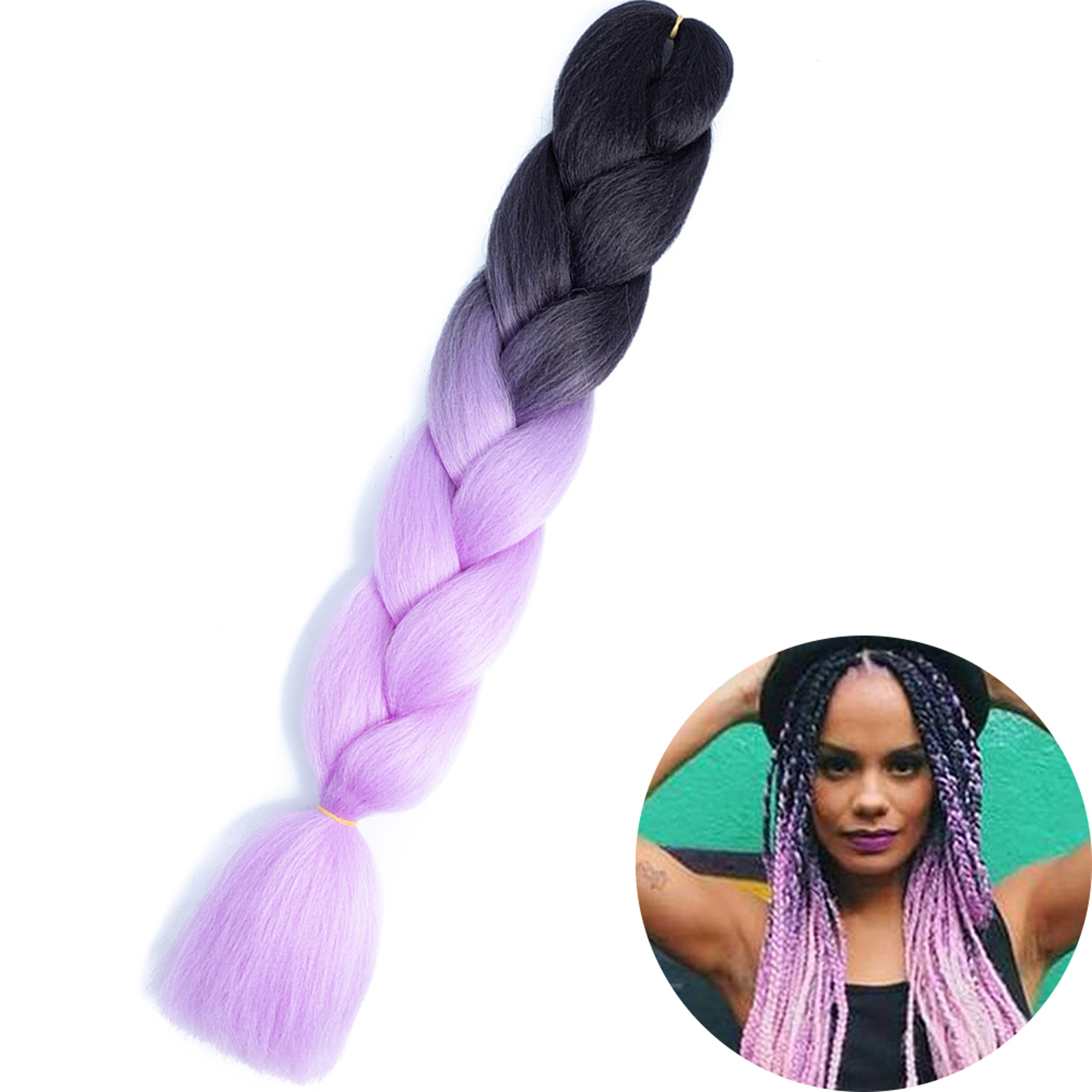 Jumbo Braid Hair Extensions, Ombre Kanekalon Synthetic Yaki Braids for Women, DIY Braiding Hair in Multiple Colors – view 49