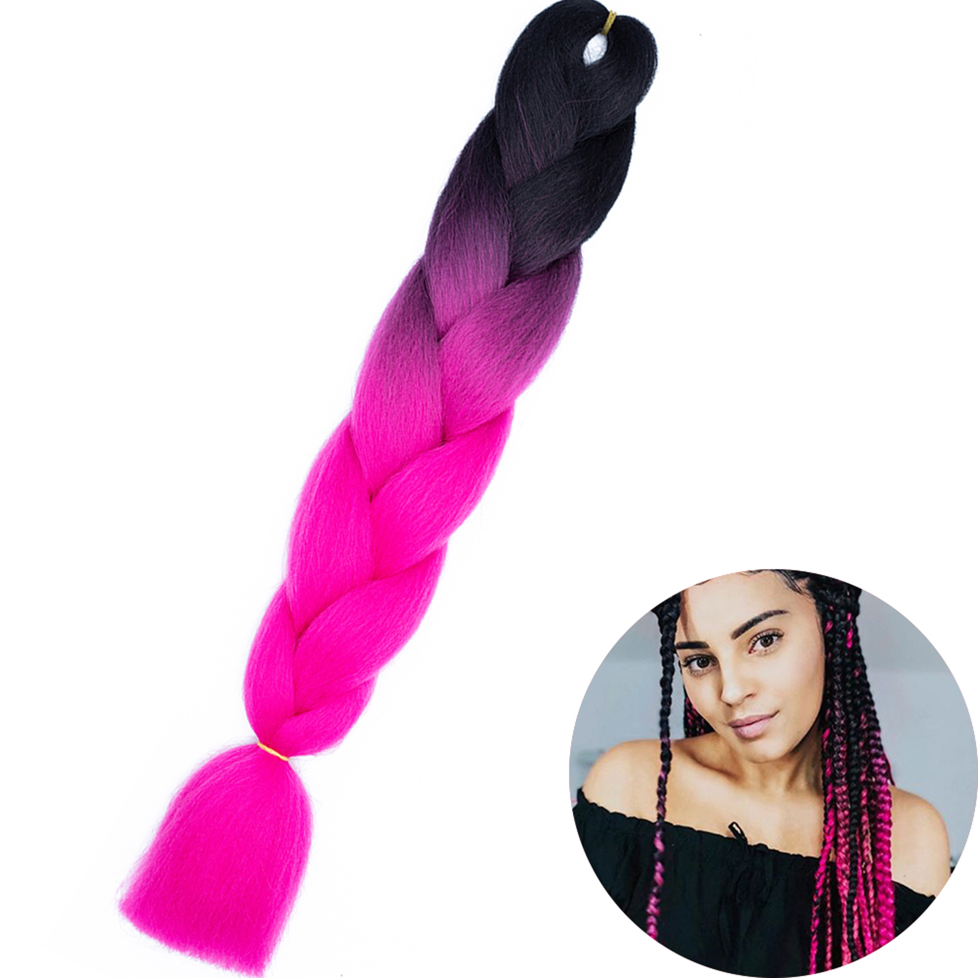 Jumbo Braid Hair Extensions, Ombre Kanekalon Synthetic Yaki Braids for Women, DIY Braiding Hair in Multiple Colors – view 54