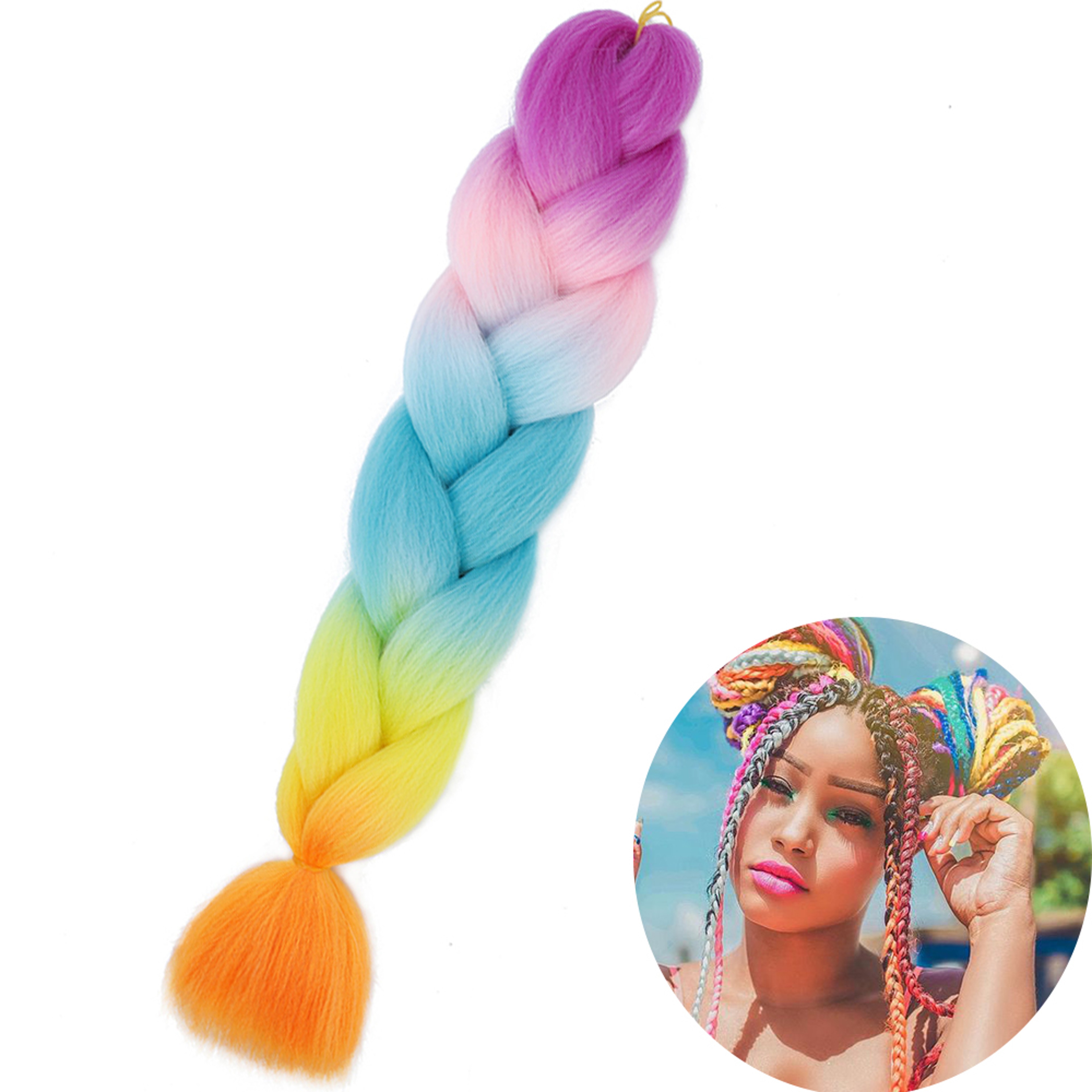 Jumbo Braid Hair Extensions, Ombre Kanekalon Synthetic Yaki Braids for Women, DIY Braiding Hair in Multiple Colors – view 64