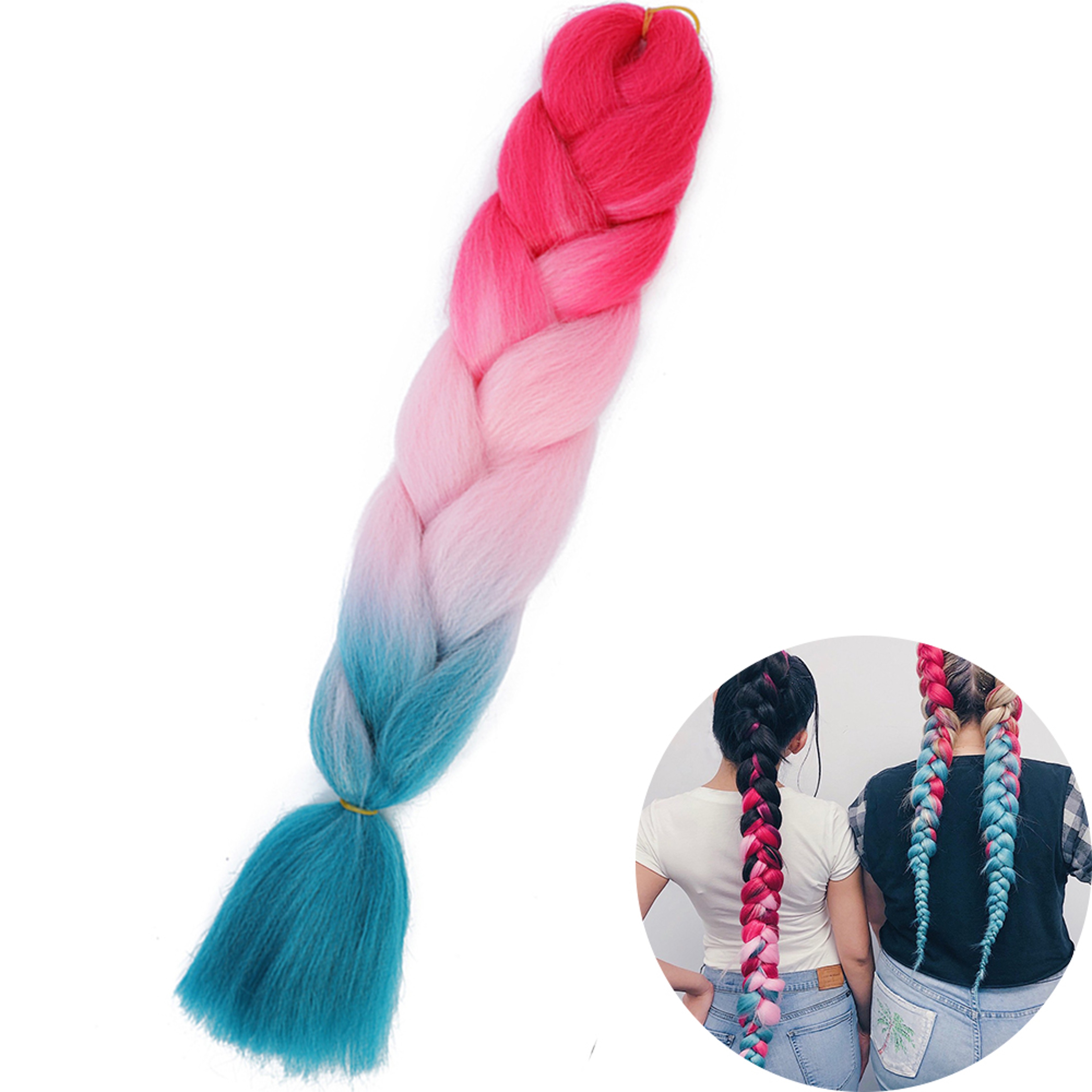 Jumbo Braid Hair Extensions, Ombre Kanekalon Synthetic Yaki Braids for Women, DIY Braiding Hair in Multiple Colors – view 75