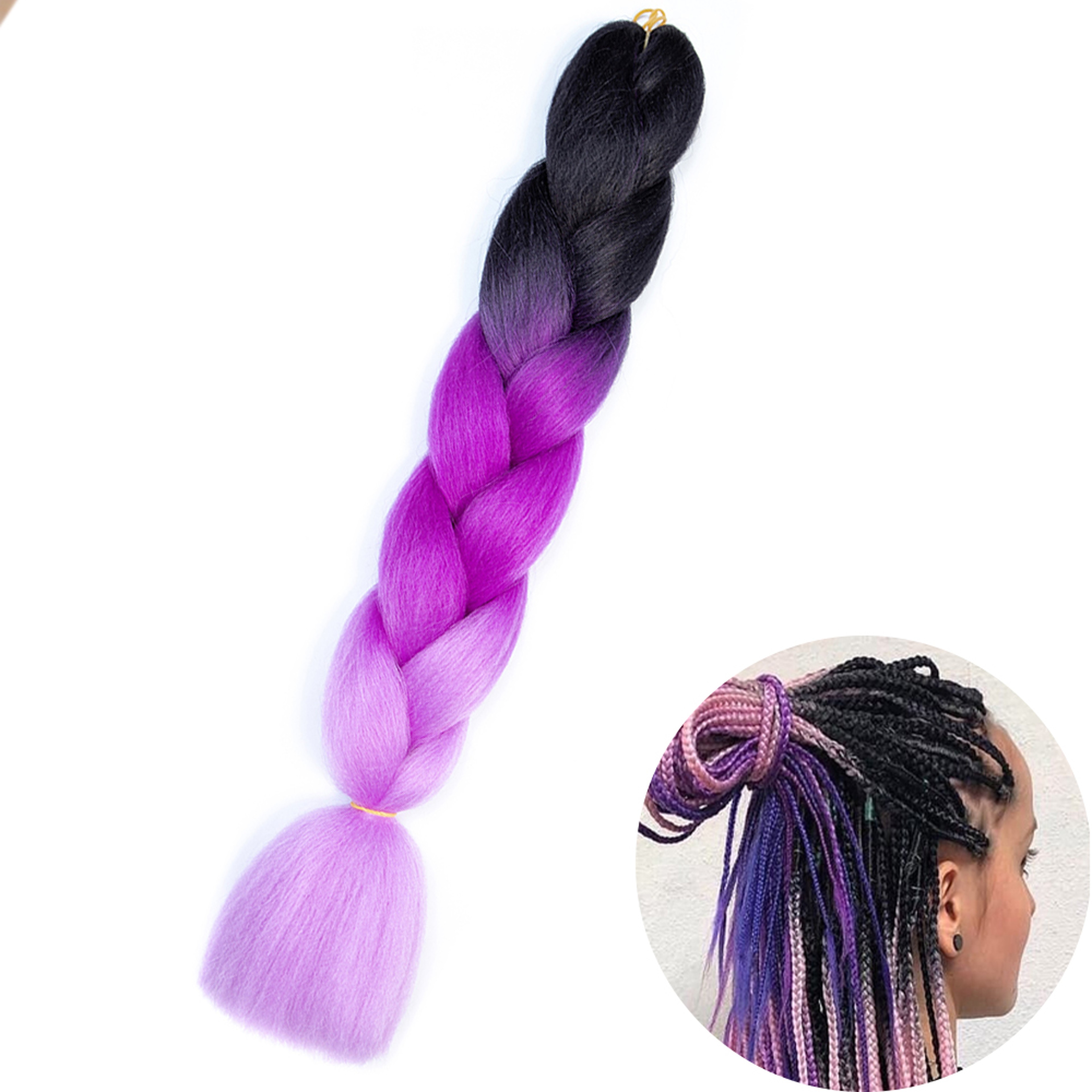 Jumbo Braid Hair Extensions, Ombre Kanekalon Synthetic Yaki Braids for Women, DIY Braiding Hair in Multiple Colors – view 78