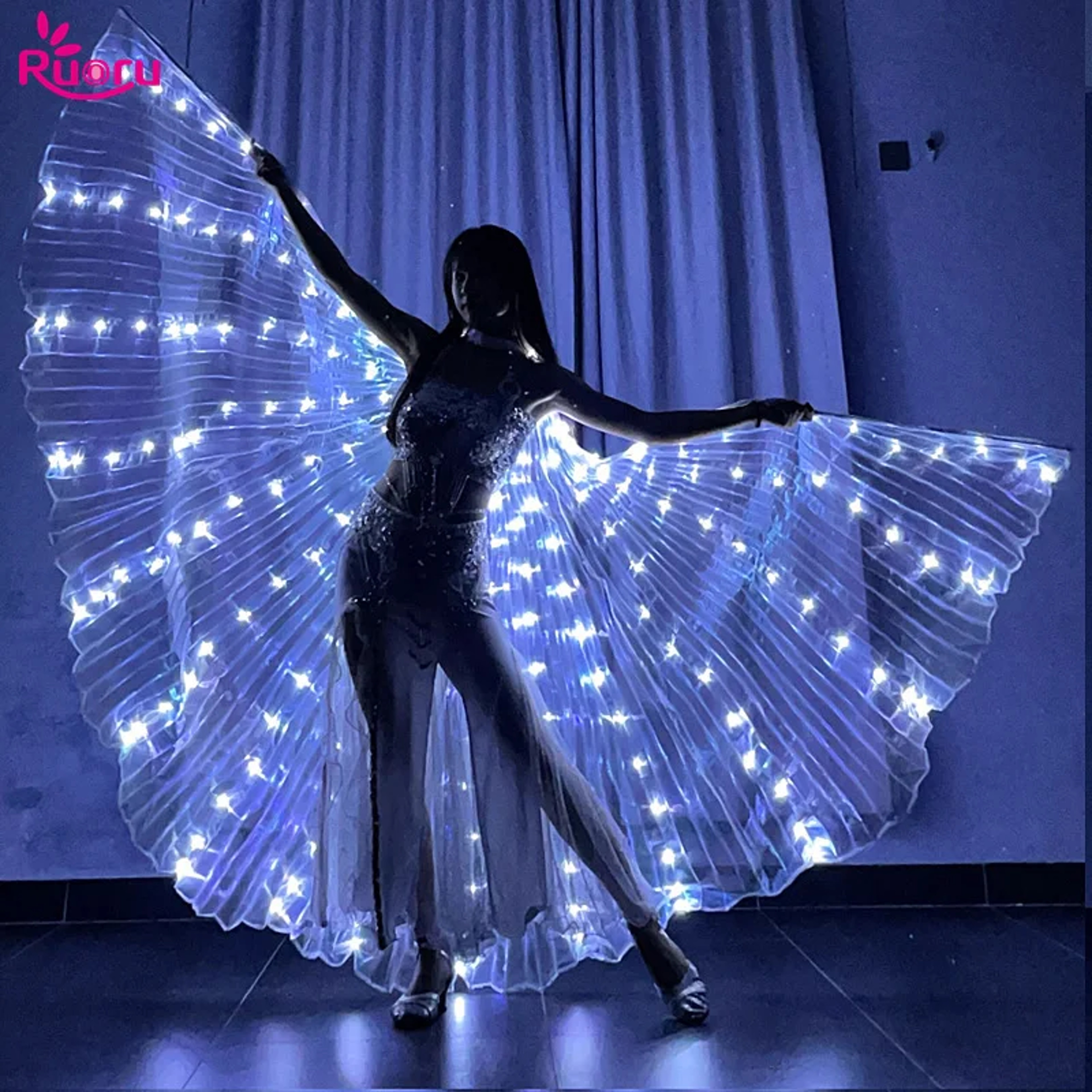 LED Wings Belly Dance Wings Isis Halloween Wing Prop, Shining LED Lamp Wings & Sticks, Costume Accessories for Adult – view 1