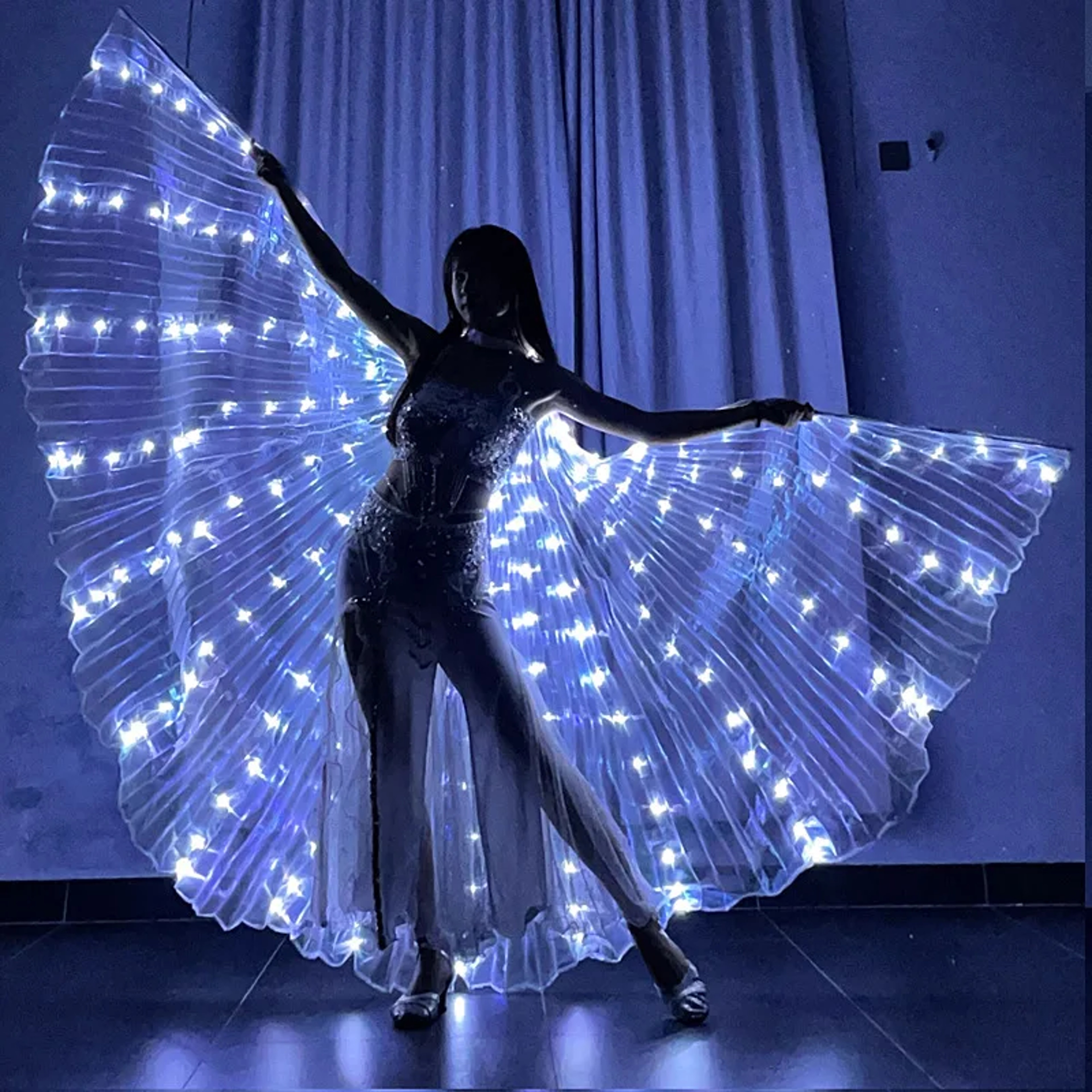 LED Wings Belly Dance Wings Isis Halloween Wing Prop, Shining LED Lamp Wings & Sticks, Costume Accessories for Adult – view 10