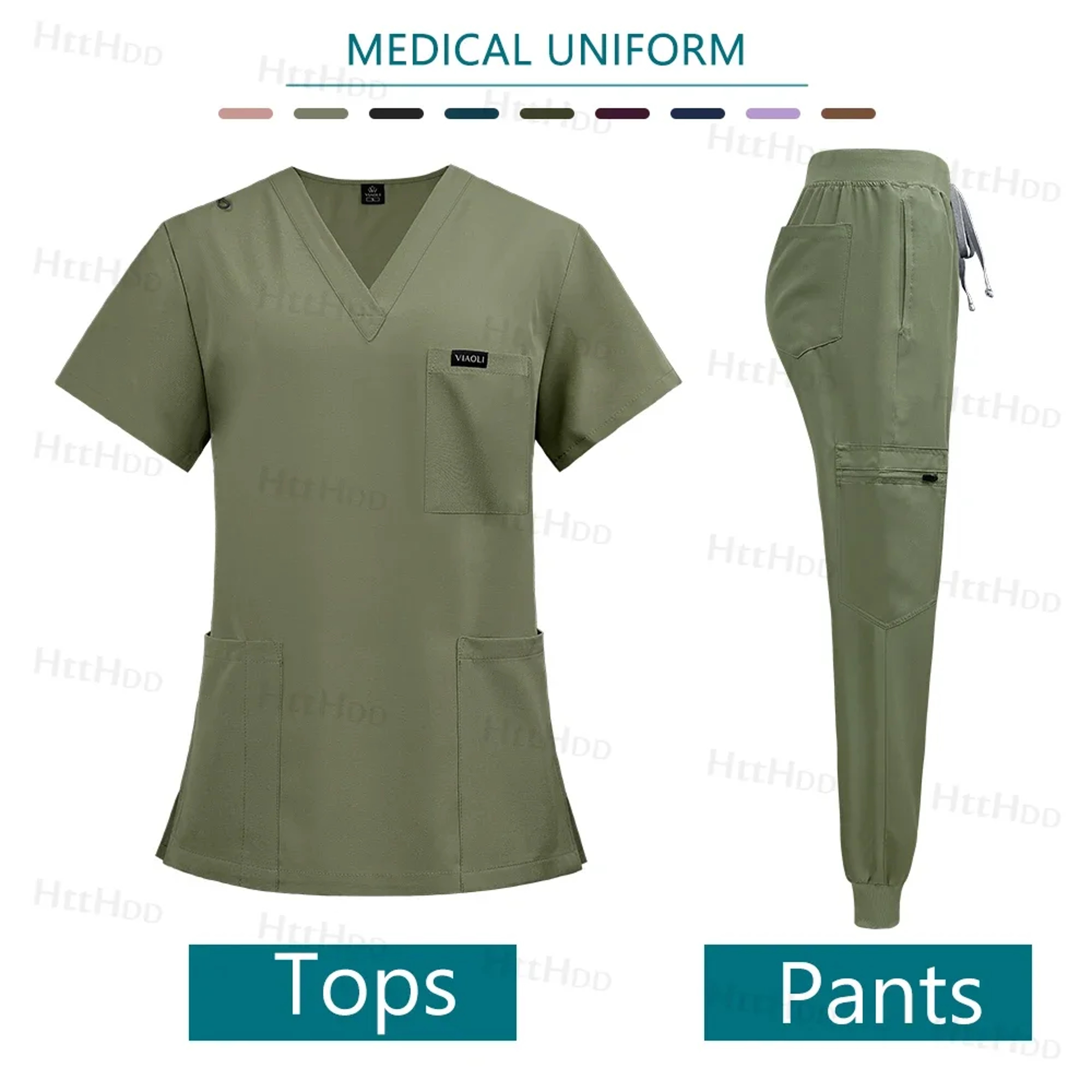 Medical Scrubs Jogger Set for Women & Men, Doctor Nurse Uniform Shirt & Pants, Hospital Workwear, Operating Room – view 8