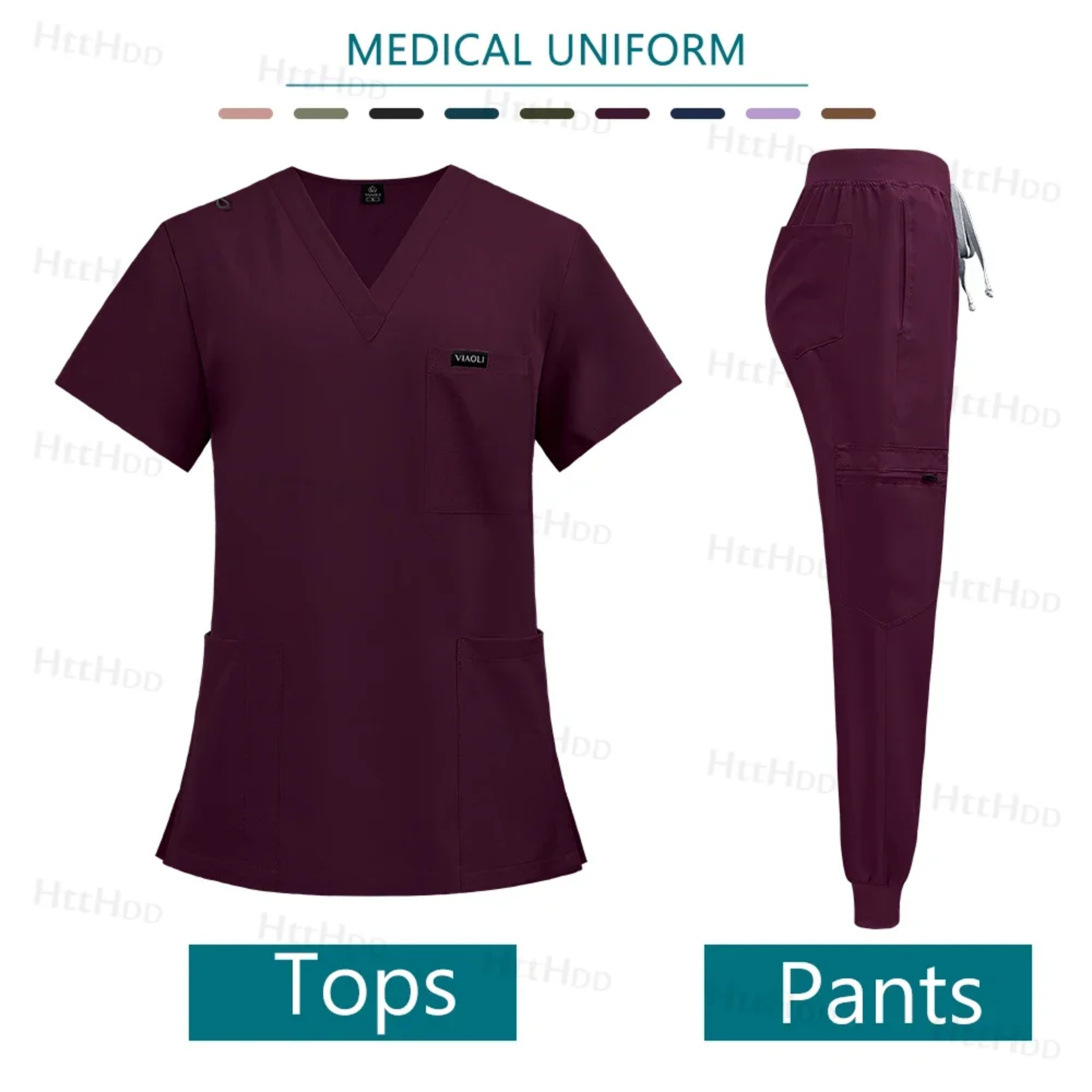 Medical Scrubs Jogger Set for Women & Men, Doctor Nurse Uniform Shirt & Pants, Hospital Workwear, Operating Room – view 12