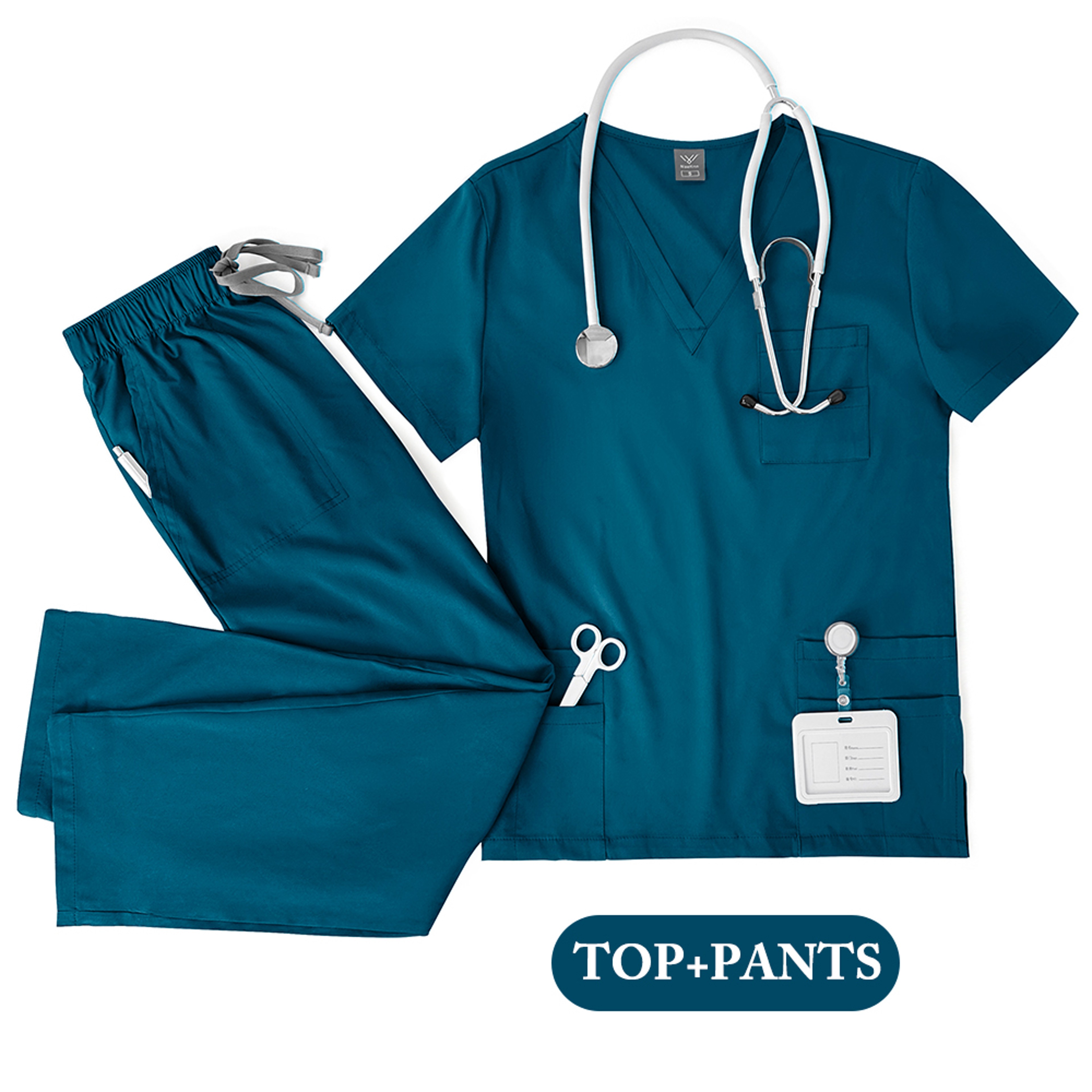Unisex Nurse Scrubs Set Men Women Medical Uniforms Top Pants Doctor Dentist Lab Workwear Clinical Beauty Clothing – view 11