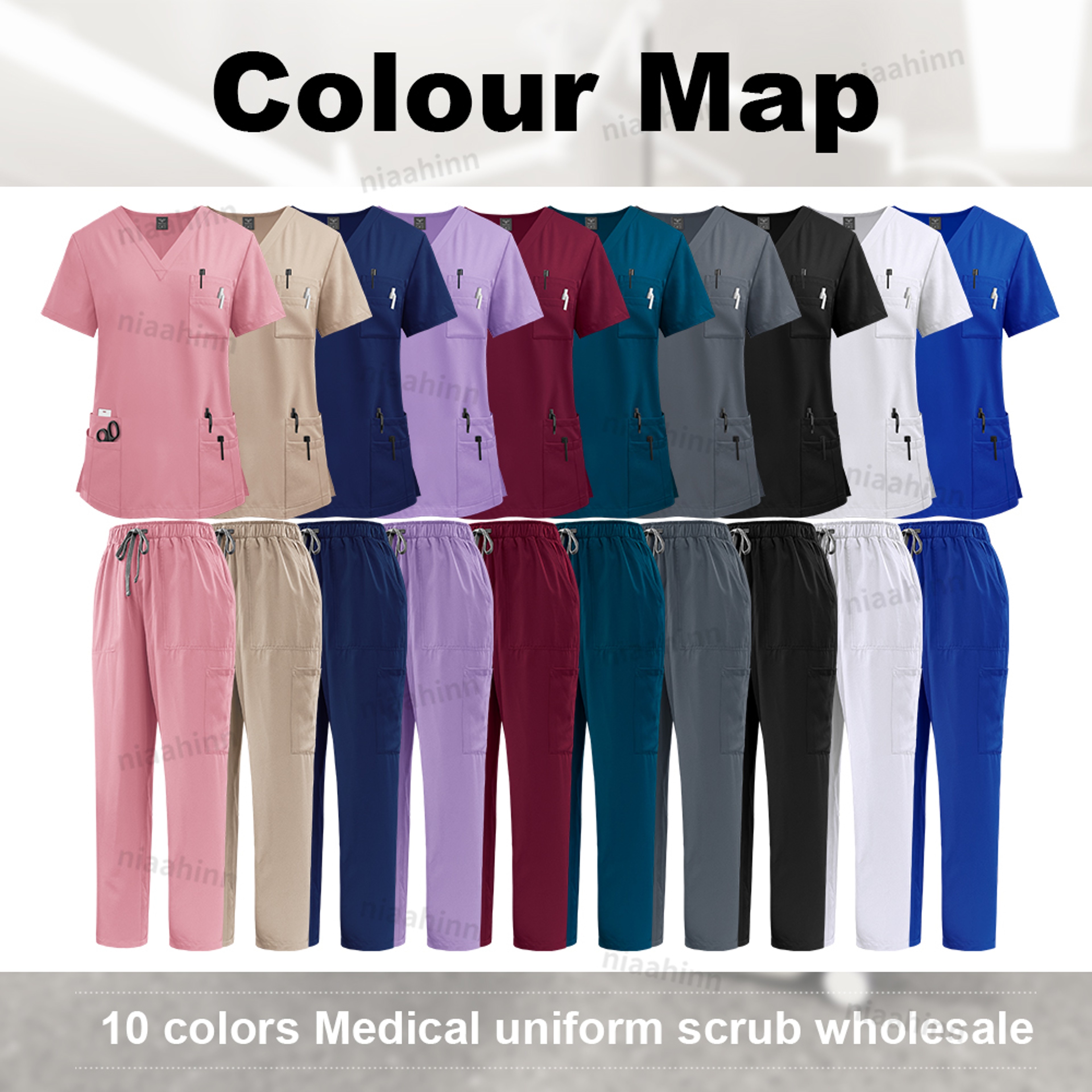 Unisex High Quality Nurse Uniform Set, Medical Clothing for Women with Lab Coat, Tops, and Pants, Nursing Scrubs Suit – view 4