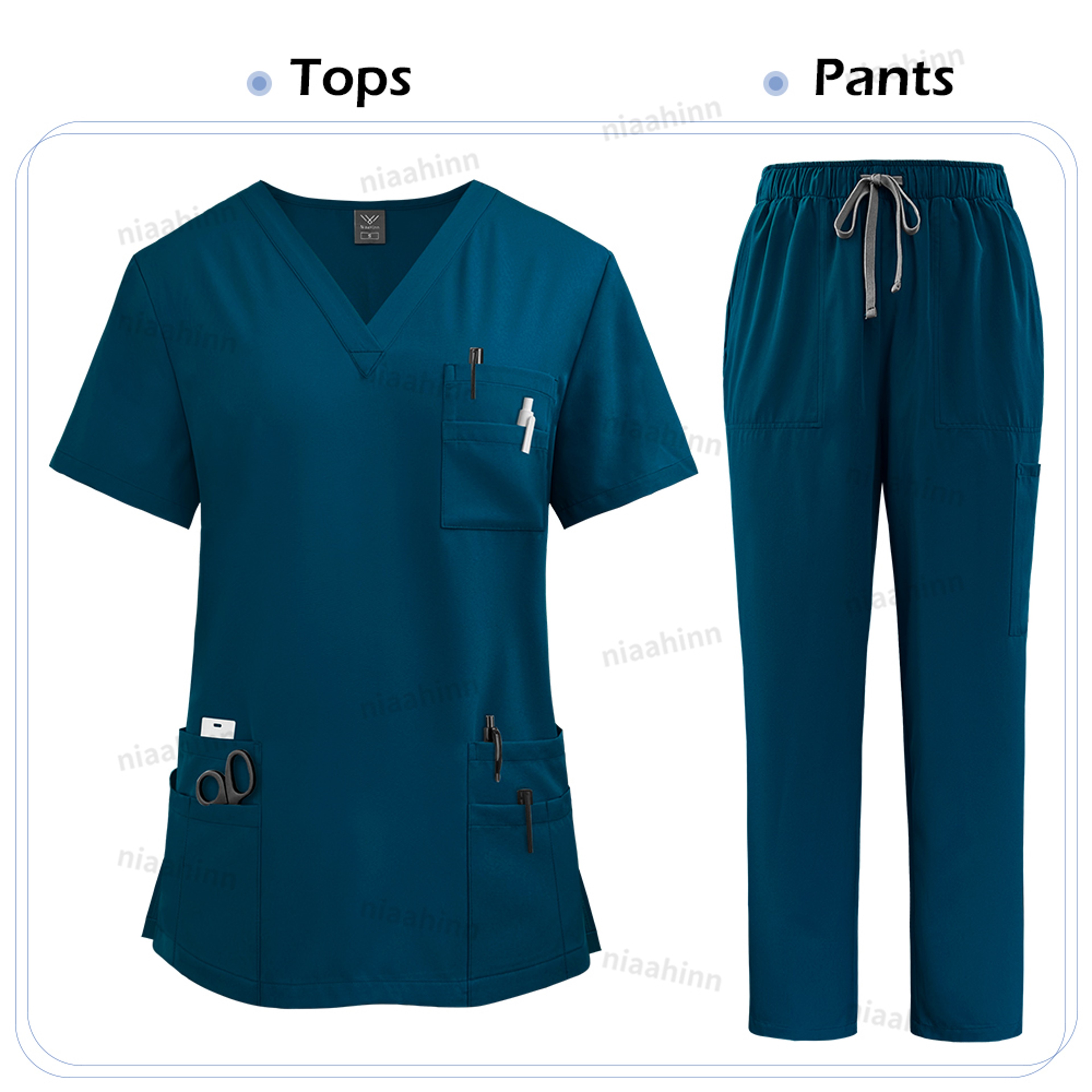 Unisex High Quality Nurse Uniform Set, Medical Clothing for Women with Lab Coat, Tops, and Pants, Nursing Scrubs Suit – view 14