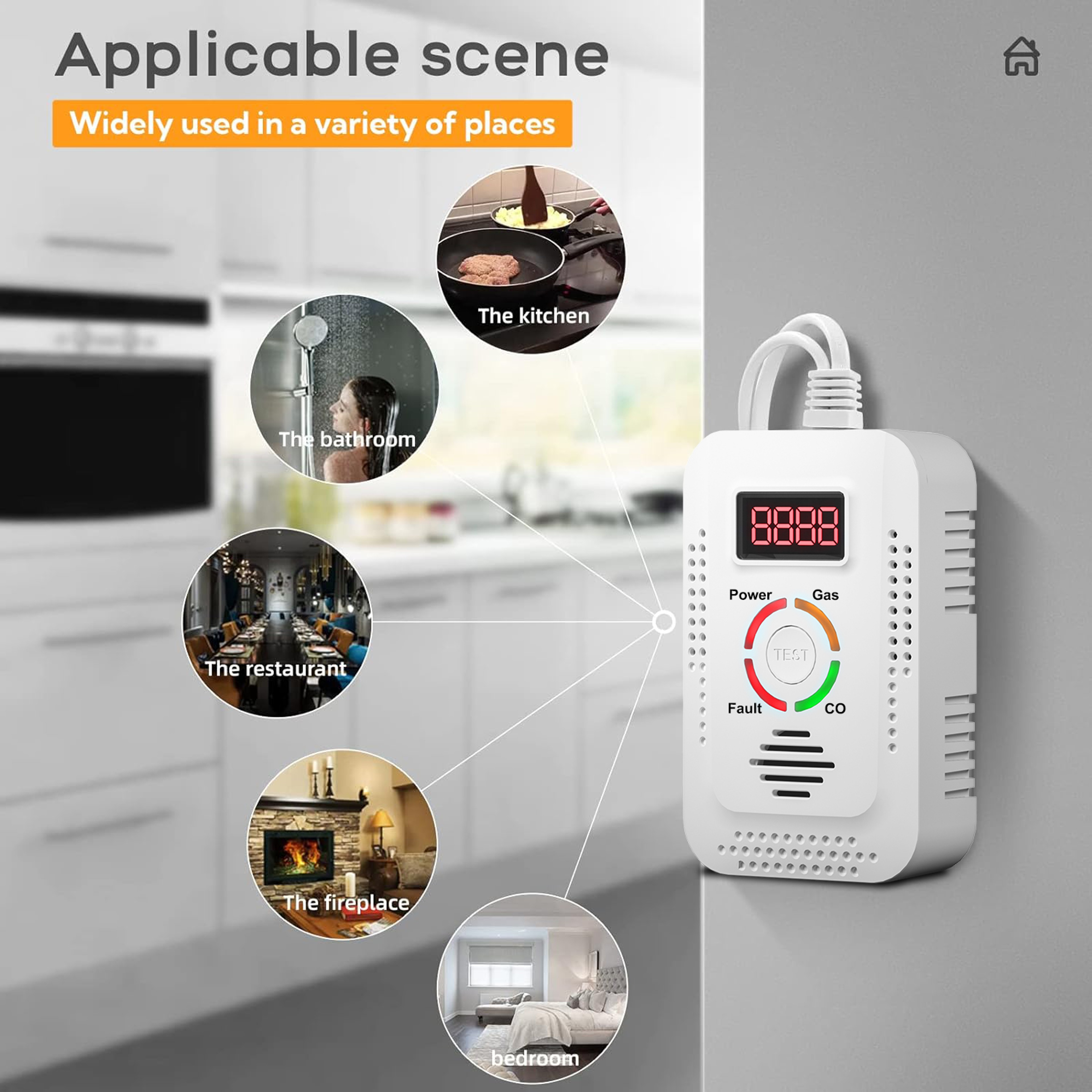 Combustible Gas Leak Detector  CO Monitor Natural Gas Detector For CO LNG LPG Methane Protection 2