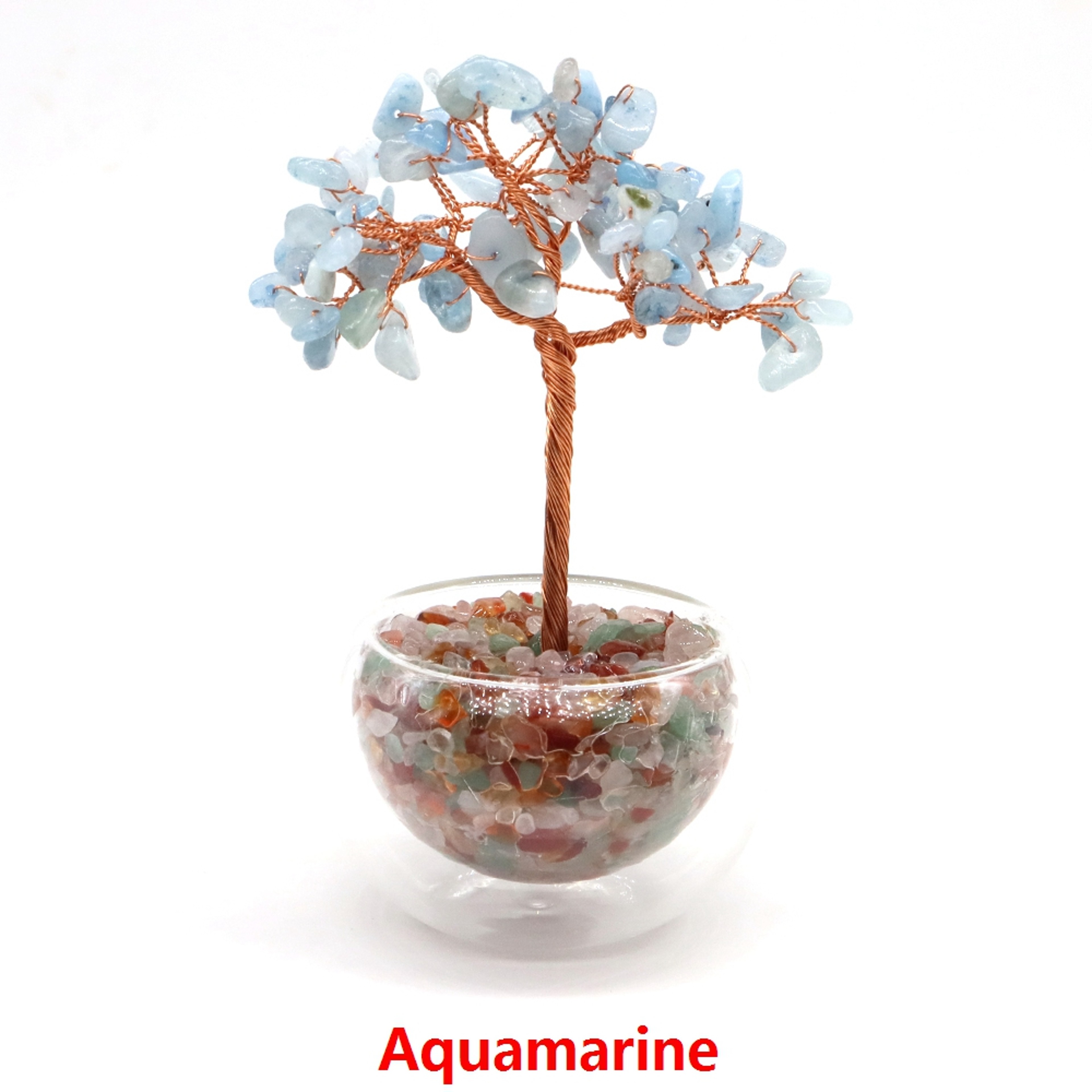 Crystal Money Tree, Glass Potted Plant with Natural Citrine, Amethyst & Chakra Quartz, Feng Shui Home Office Decor – view 13