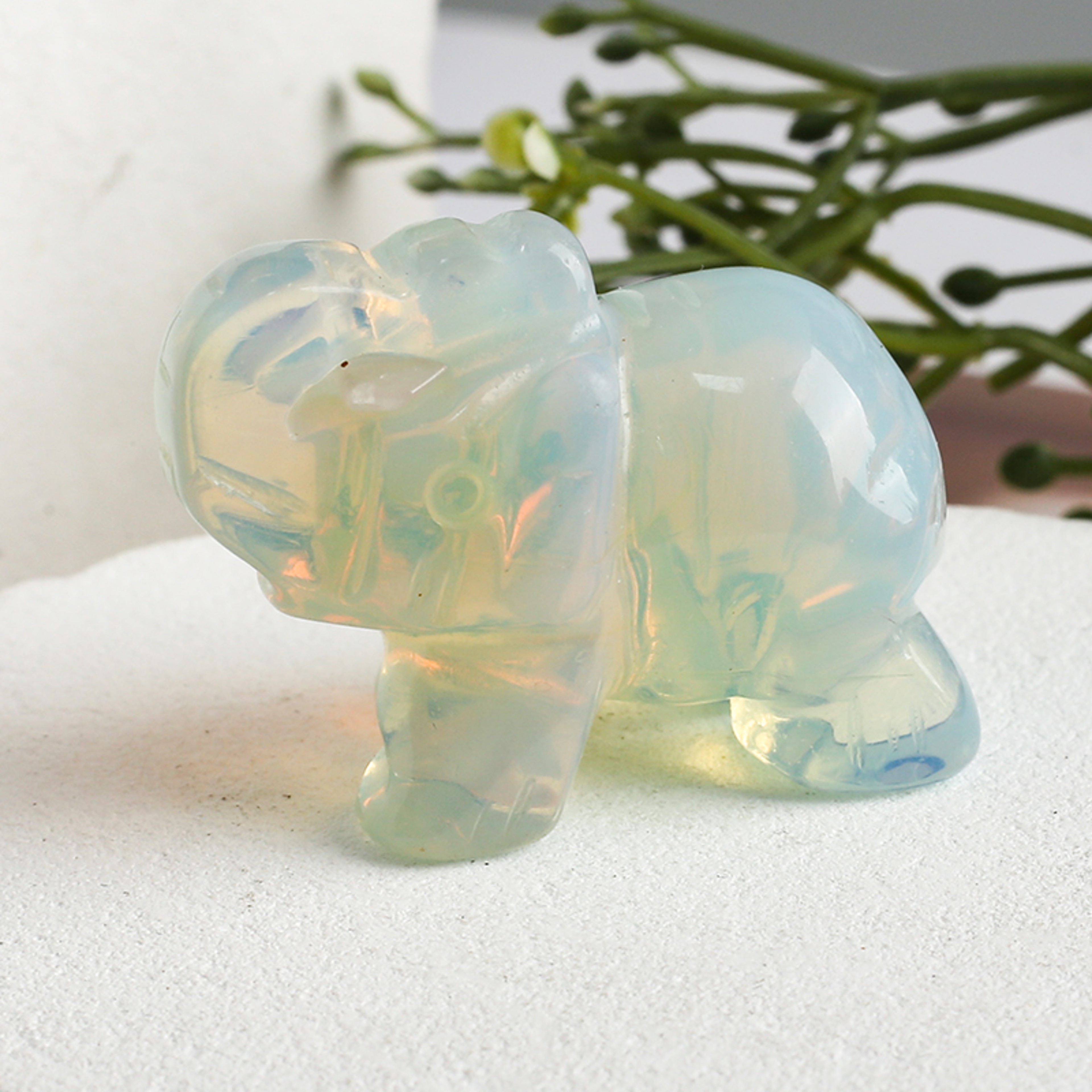 Hand Carved Gemstone Elephant Figurine – Natural Stone Amethyst Mini Animal Statue for Crystal Craft, Chakra Meditation – view 7
