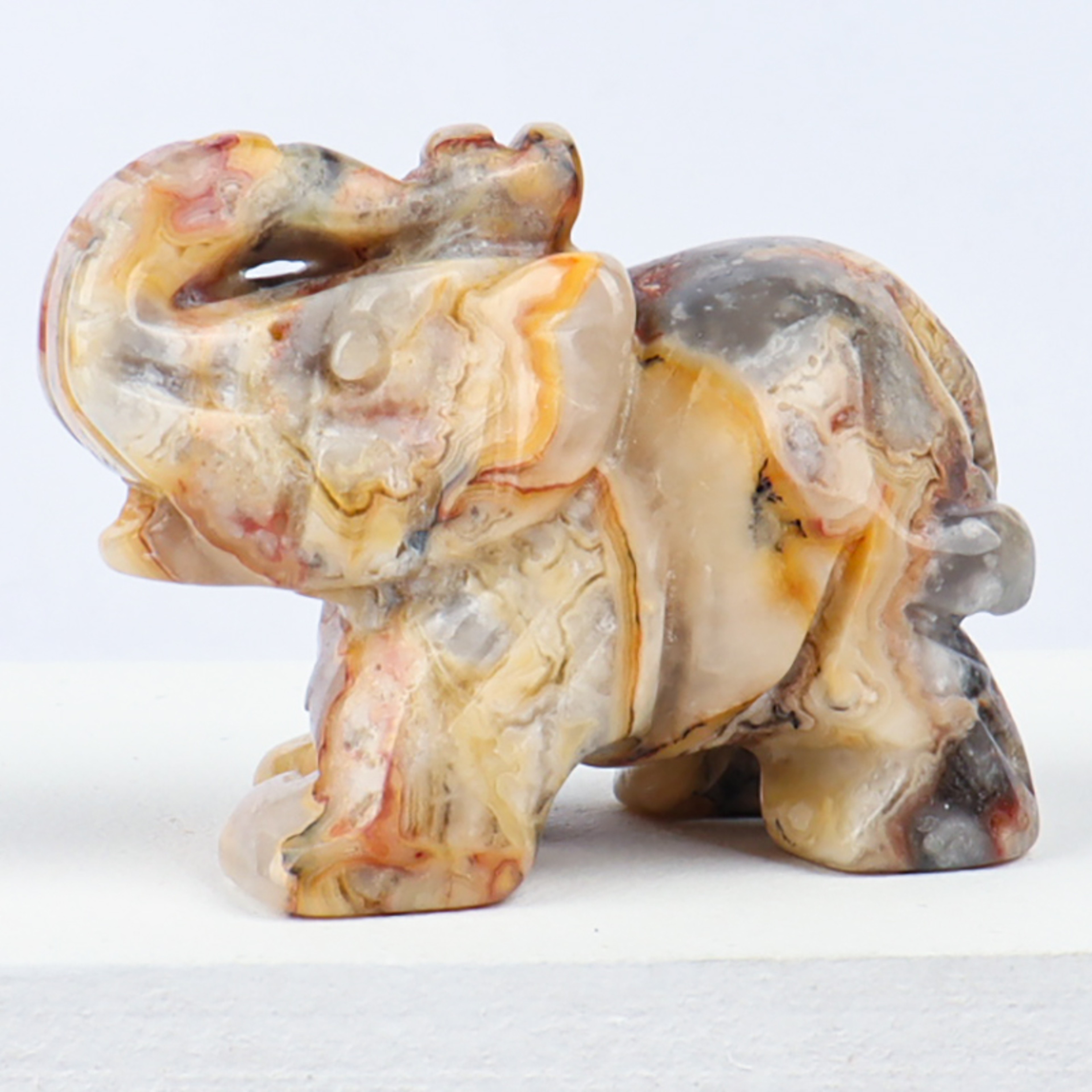 Hand Carved Gemstone Elephant Figurine – Natural Stone Amethyst Mini Animal Statue for Crystal Craft, Chakra Meditation – view 14