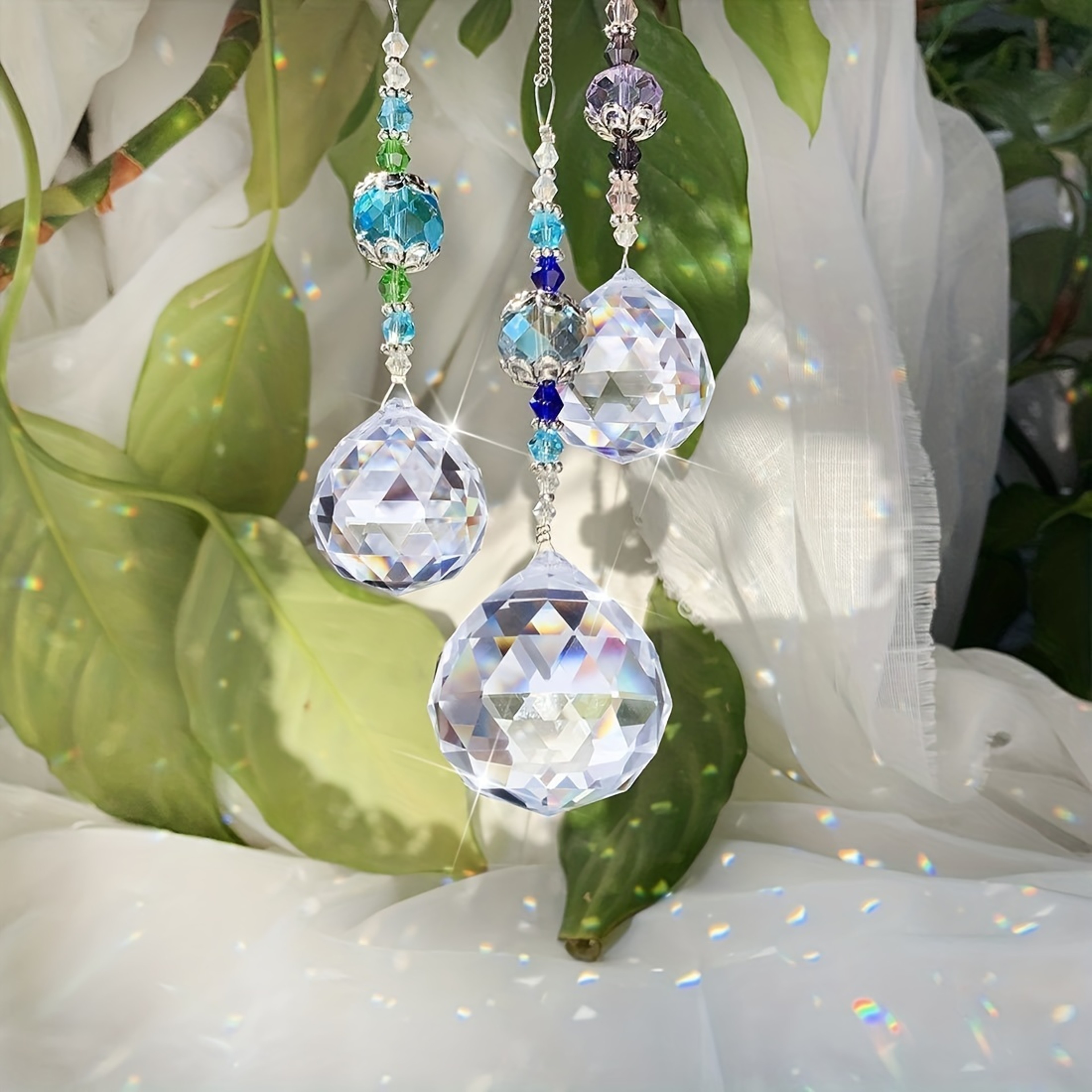Clear Crystal Prism Suncatcher Ball, Rainbow Maker Window Yard Art Decor, Hanging Crystal Decor for Sunlight Reflections – view 4