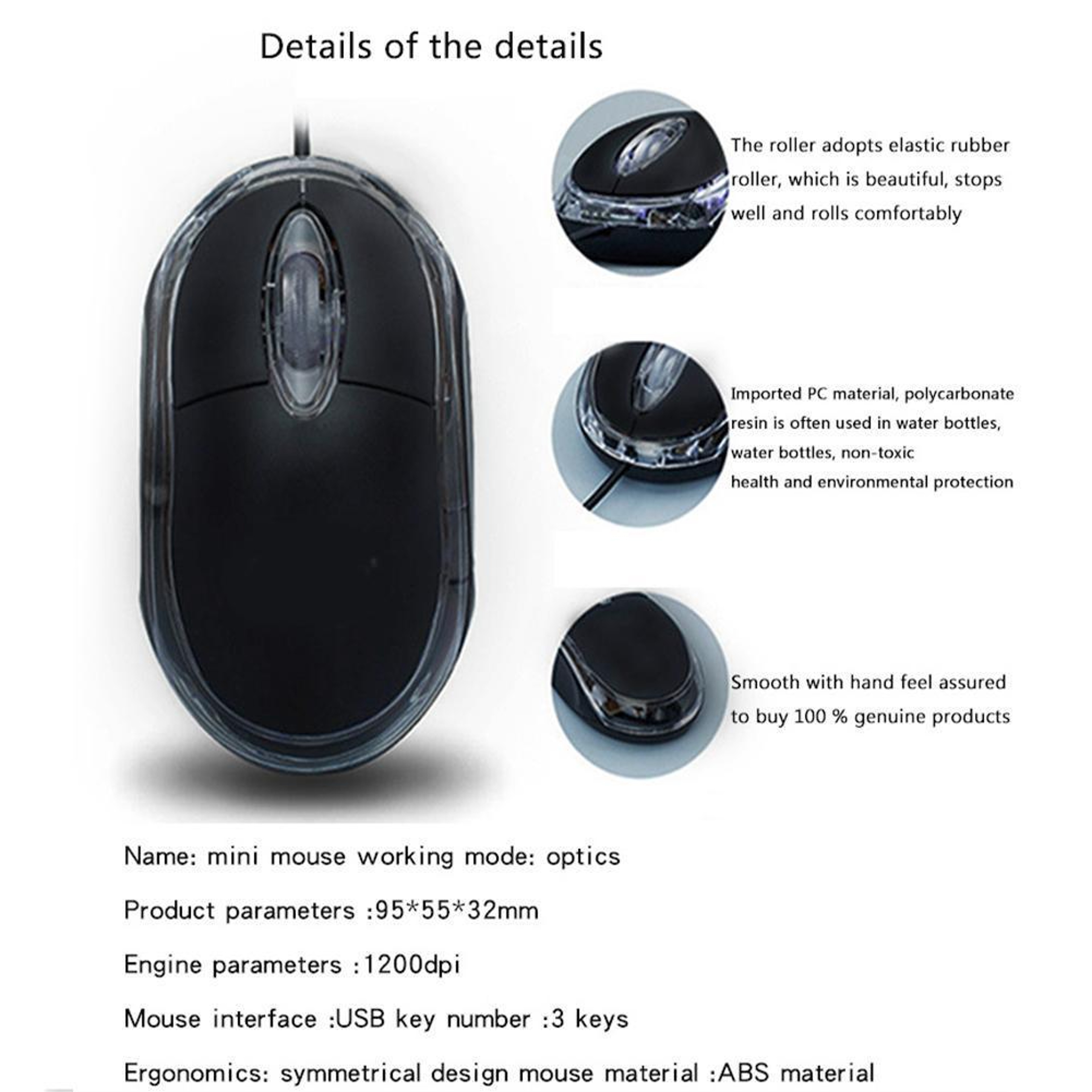 USB Optical Wired Mouse 1000 DPI, 3-Button Mouse for Laptop, Desktop Computer, Home Office Work or Study – view 5