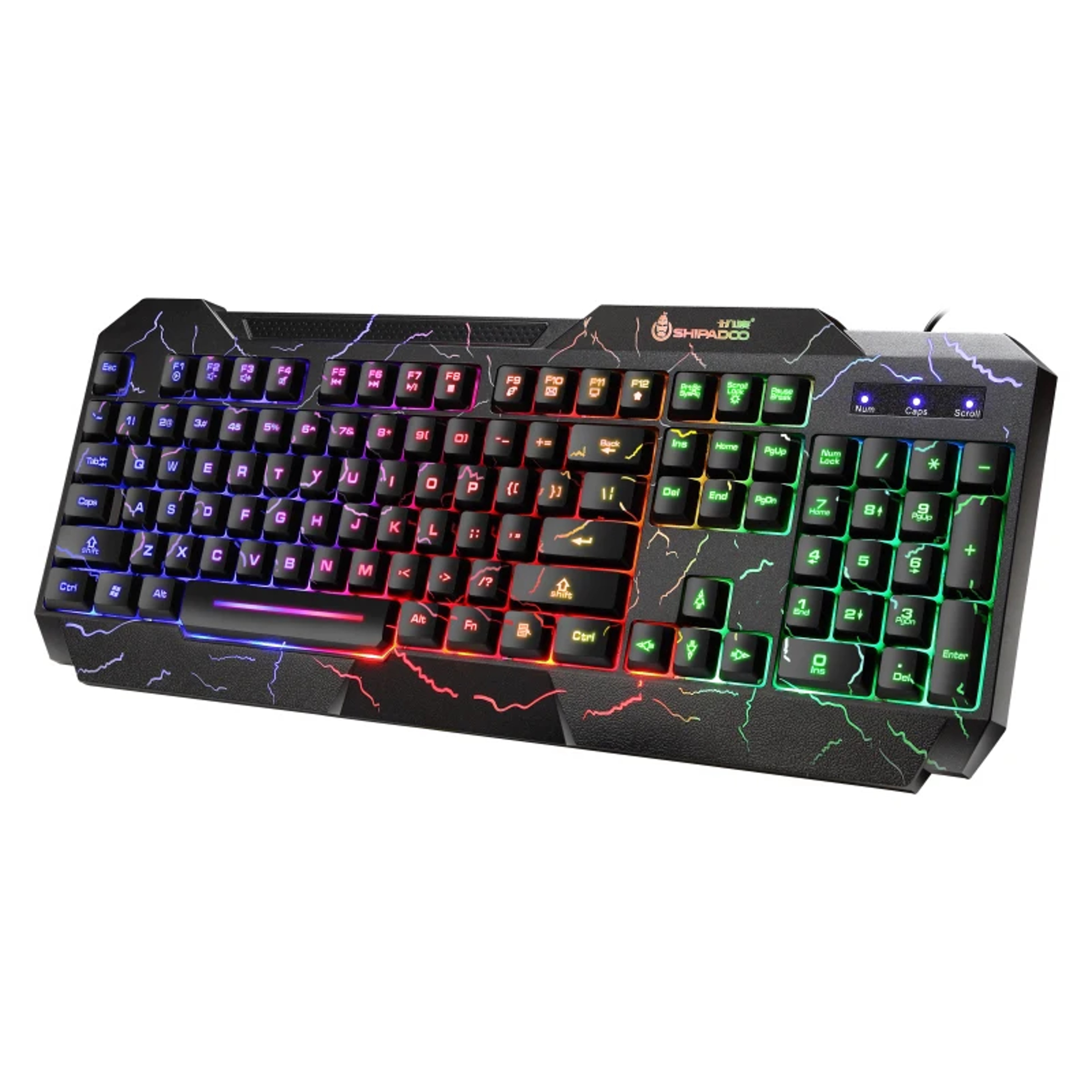 RGB Backlit Shipadoo 104-Key Mechanical Wired Gaming Keyboard and Mouse Set, Waterproof Black Crackle Finish – view 3