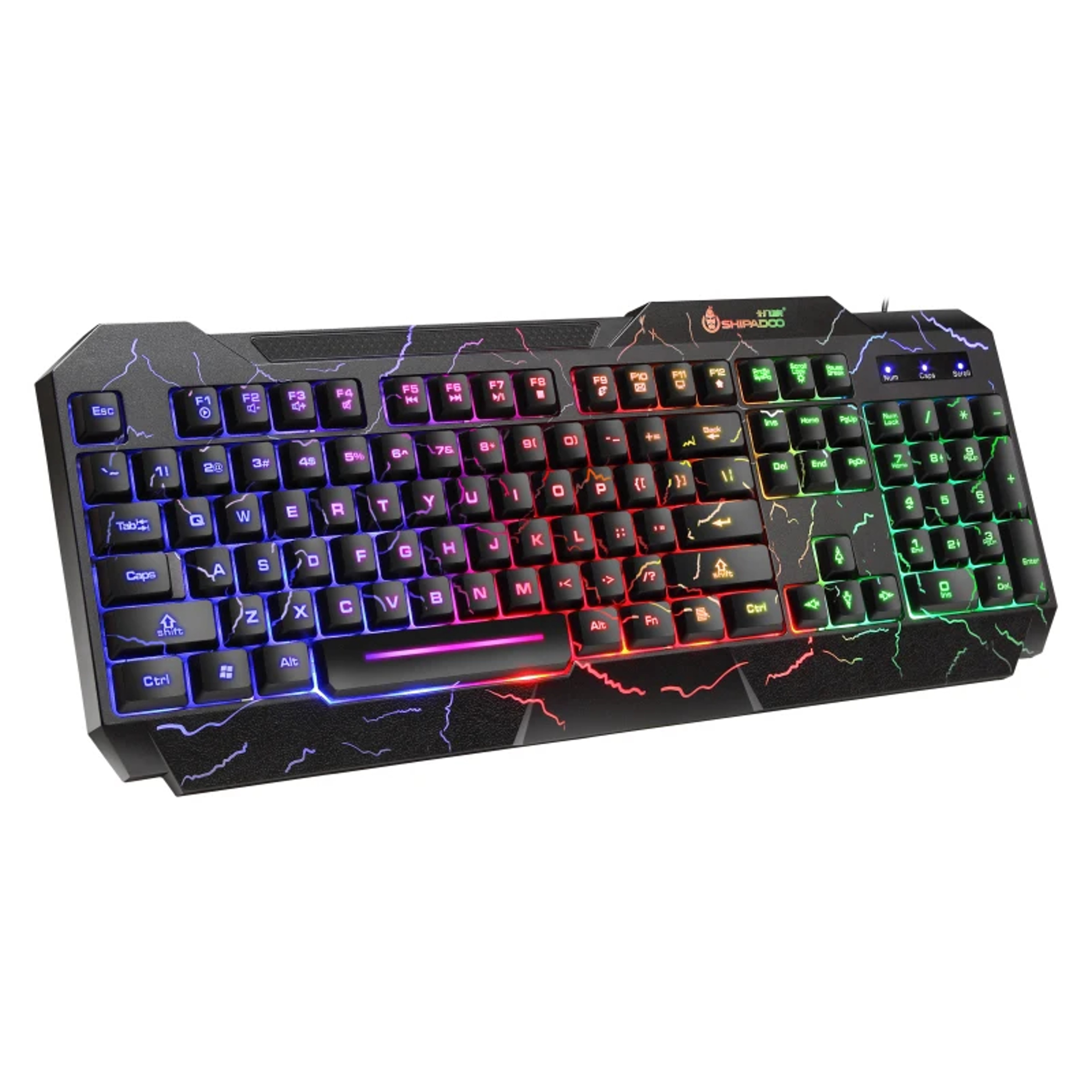 RGB Backlit Shipadoo 104-Key Mechanical Wired Gaming Keyboard and Mouse Set, Waterproof Black Crackle Finish – view 4