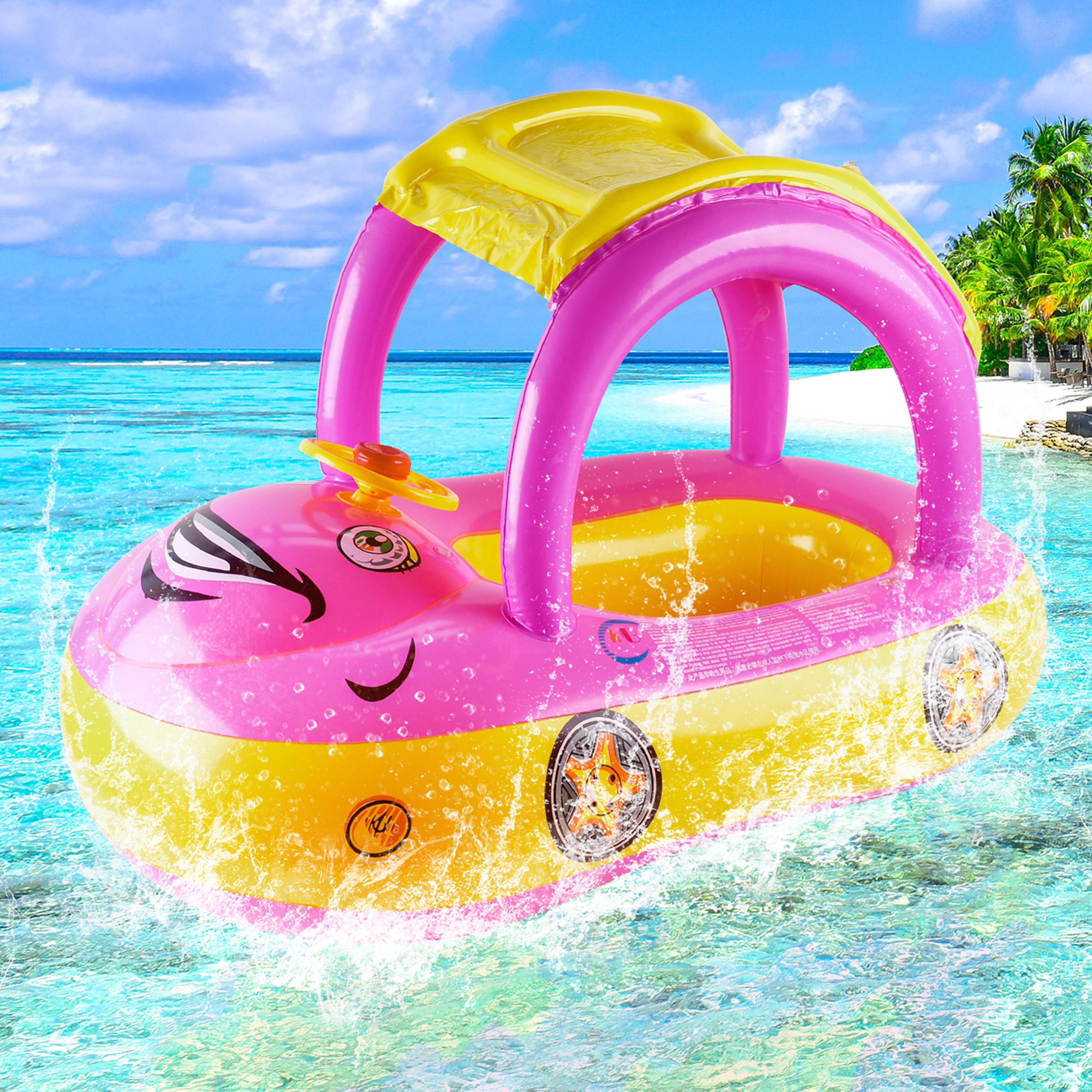 Car Shaped Toddler Pool Floats,Swim Floaties for Kids,Baby Swimming Ring & Beach Toy,Durable &Chemical Free Water Safety – view 2
