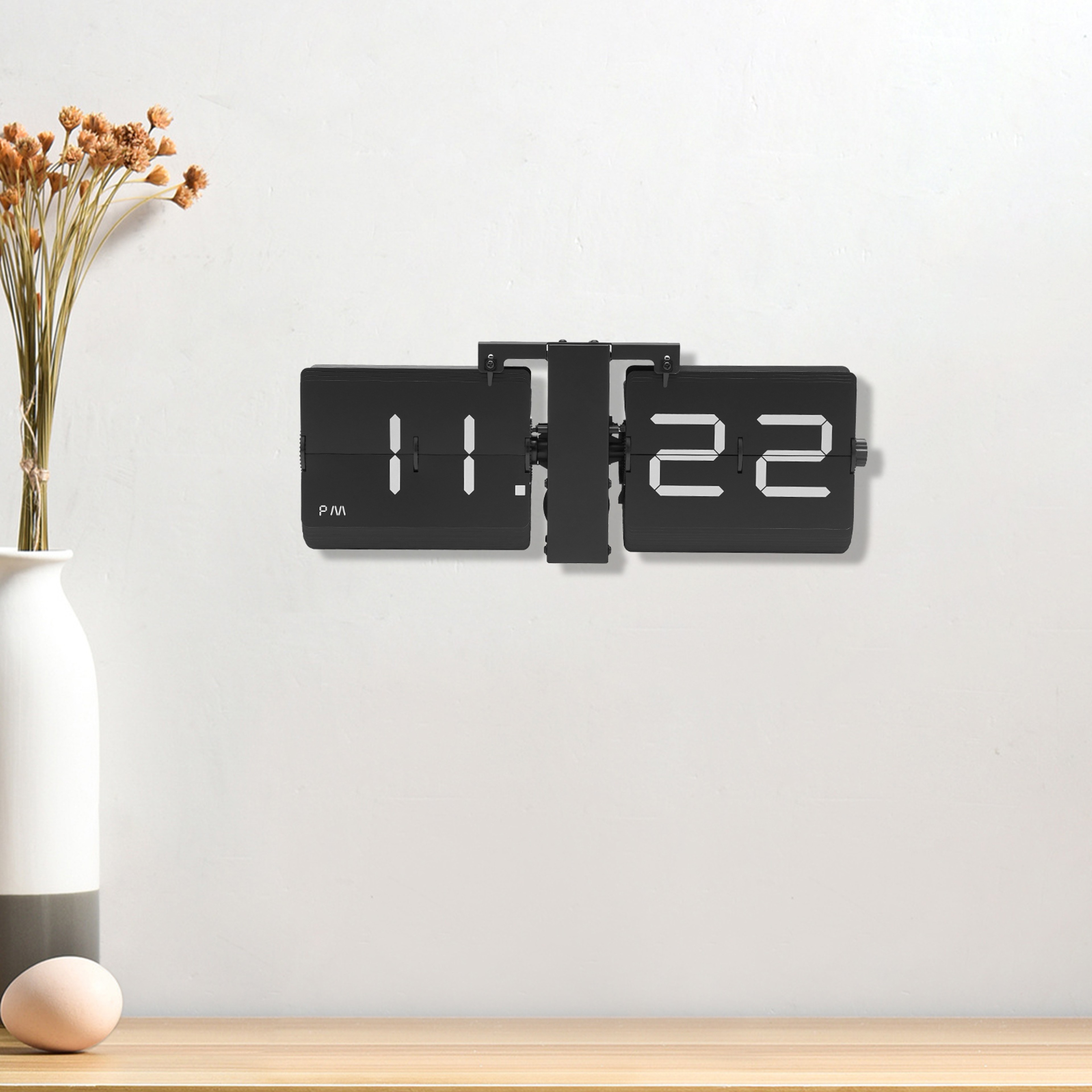 Vintage Style Retro Flip Clock Digital Display, Large Battery Operated Wall Clock, Tabletop Decor for Home Office – view 7