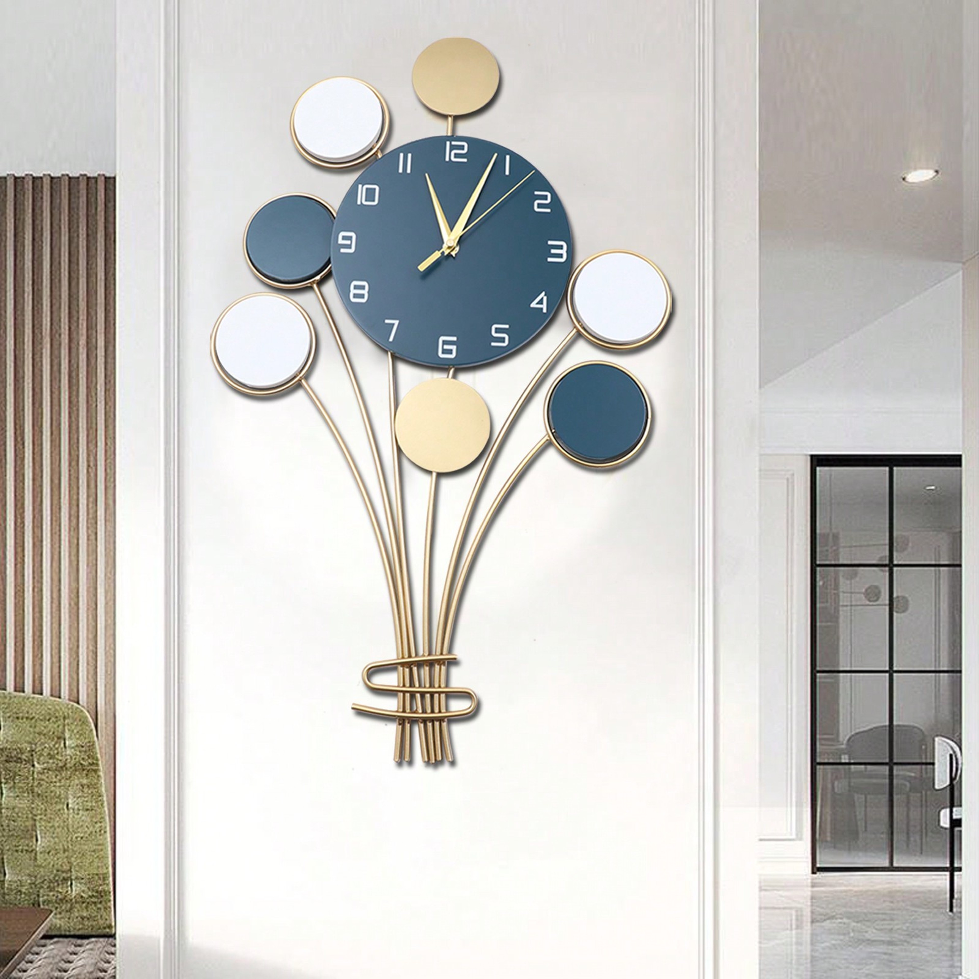Silent Large Wall Clock Without Drilling, Battery Operated Balloon Clock, Simple Wall Art for Bedroom, Kids Room – view 1