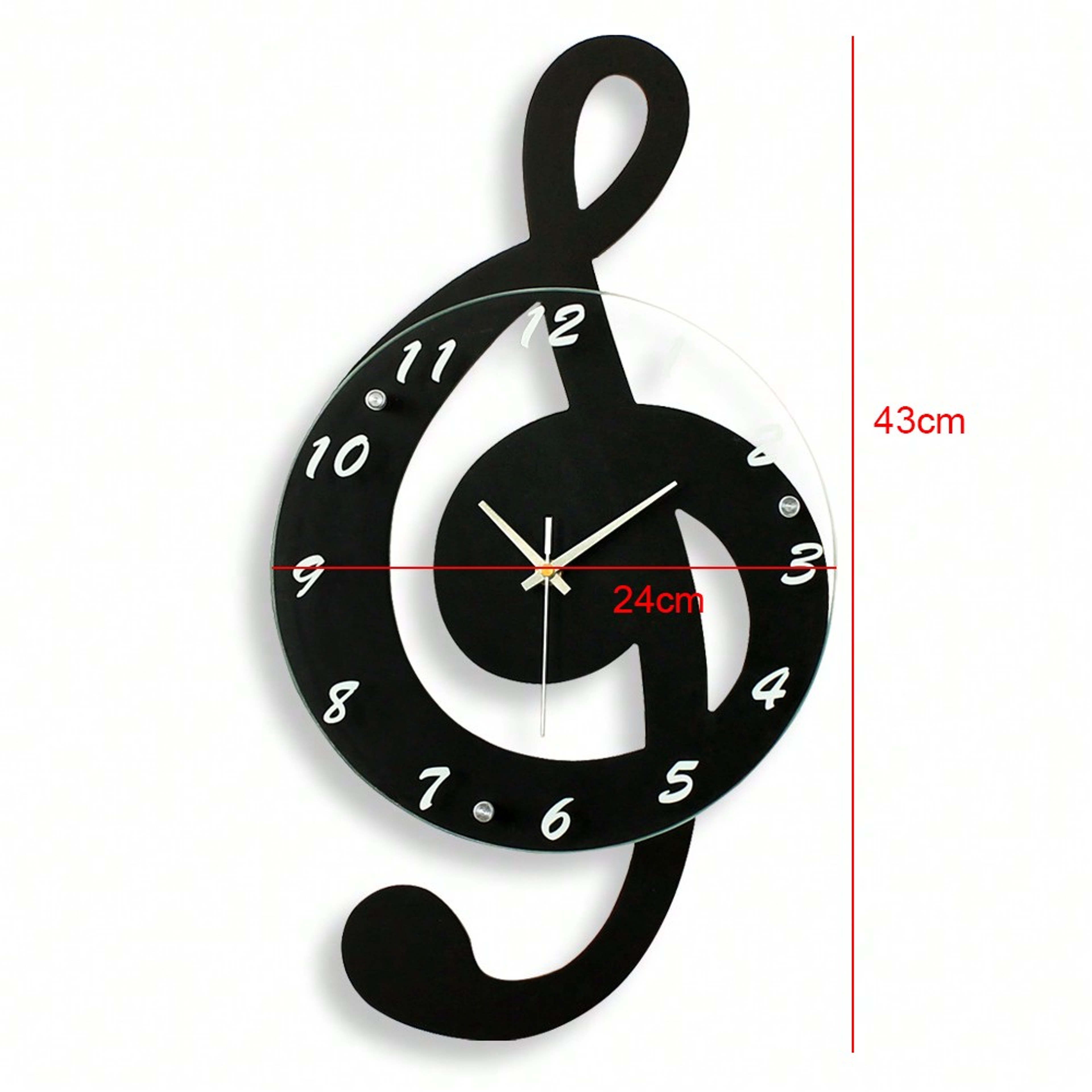 Silent Modern Musical Note Glass Wall Clock for Living Room, Decorative Glass Hanging Clock, Music Theme Wall Decor – view 2