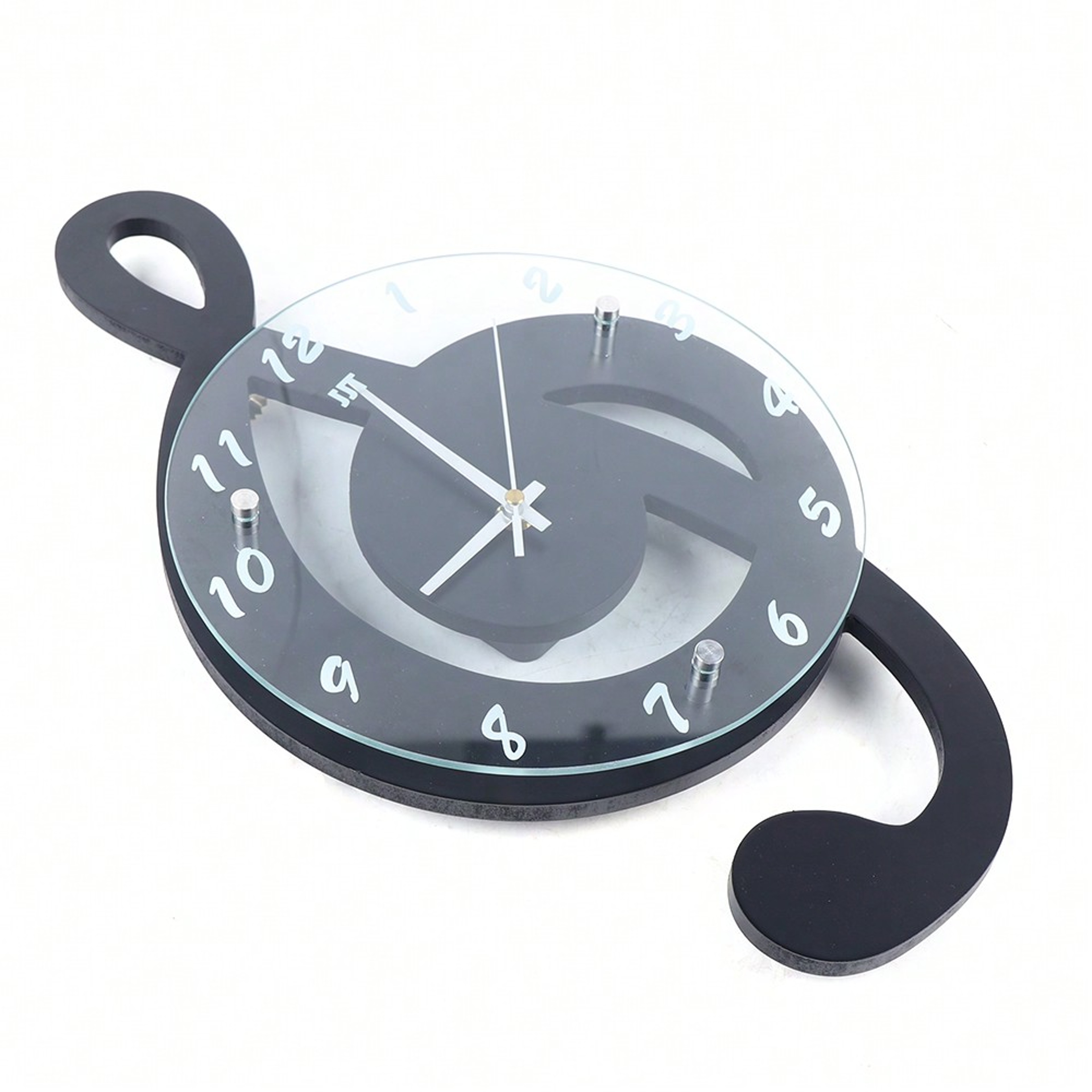 Silent Modern Musical Note Glass Wall Clock for Living Room, Decorative Glass Hanging Clock, Music Theme Wall Decor – view 4