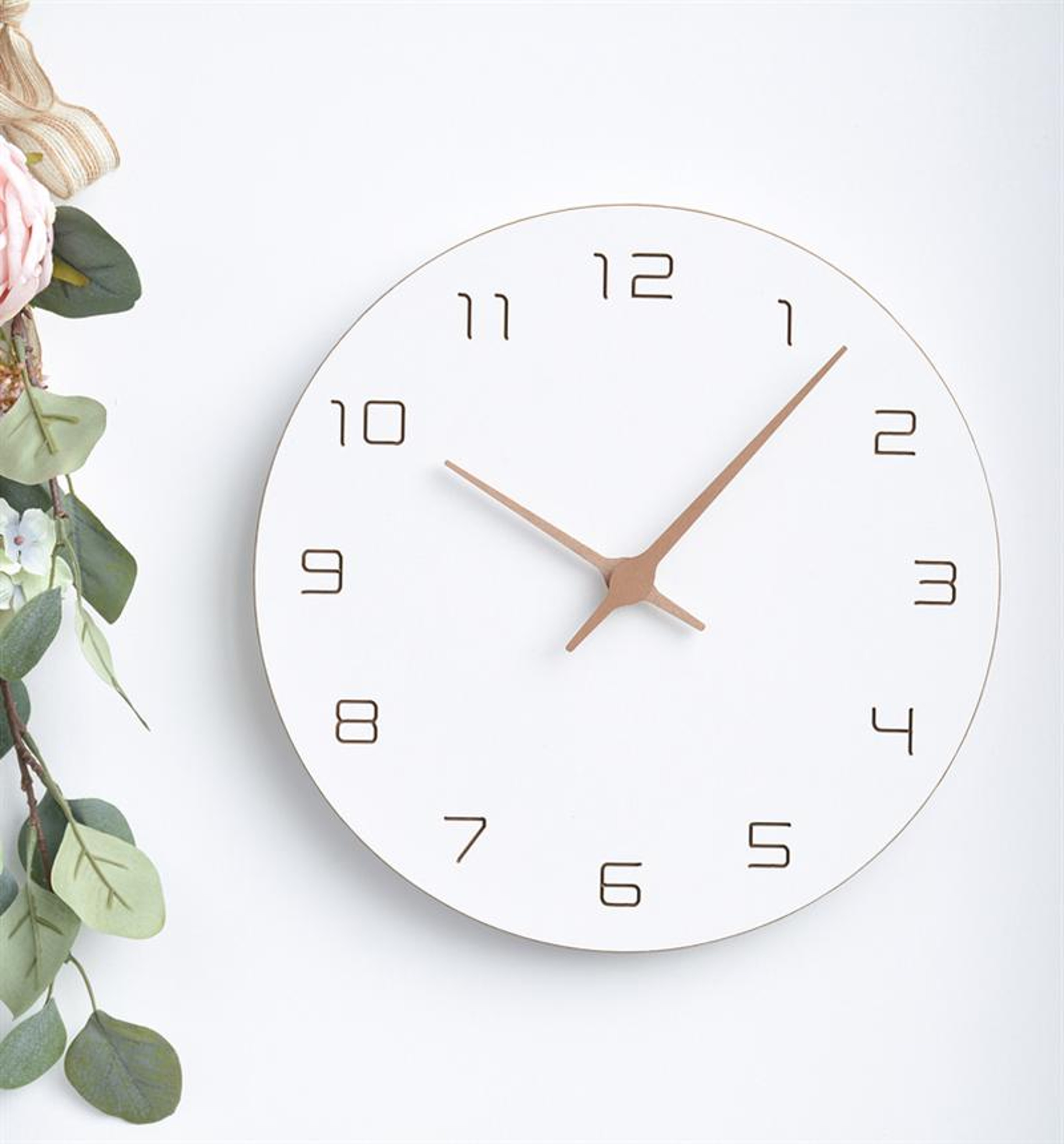 Oversized Wall Clocks Operated Wooden, Silent Non Ticking Wood Clock, White Modern Minimalist Hanging Decor – view 1