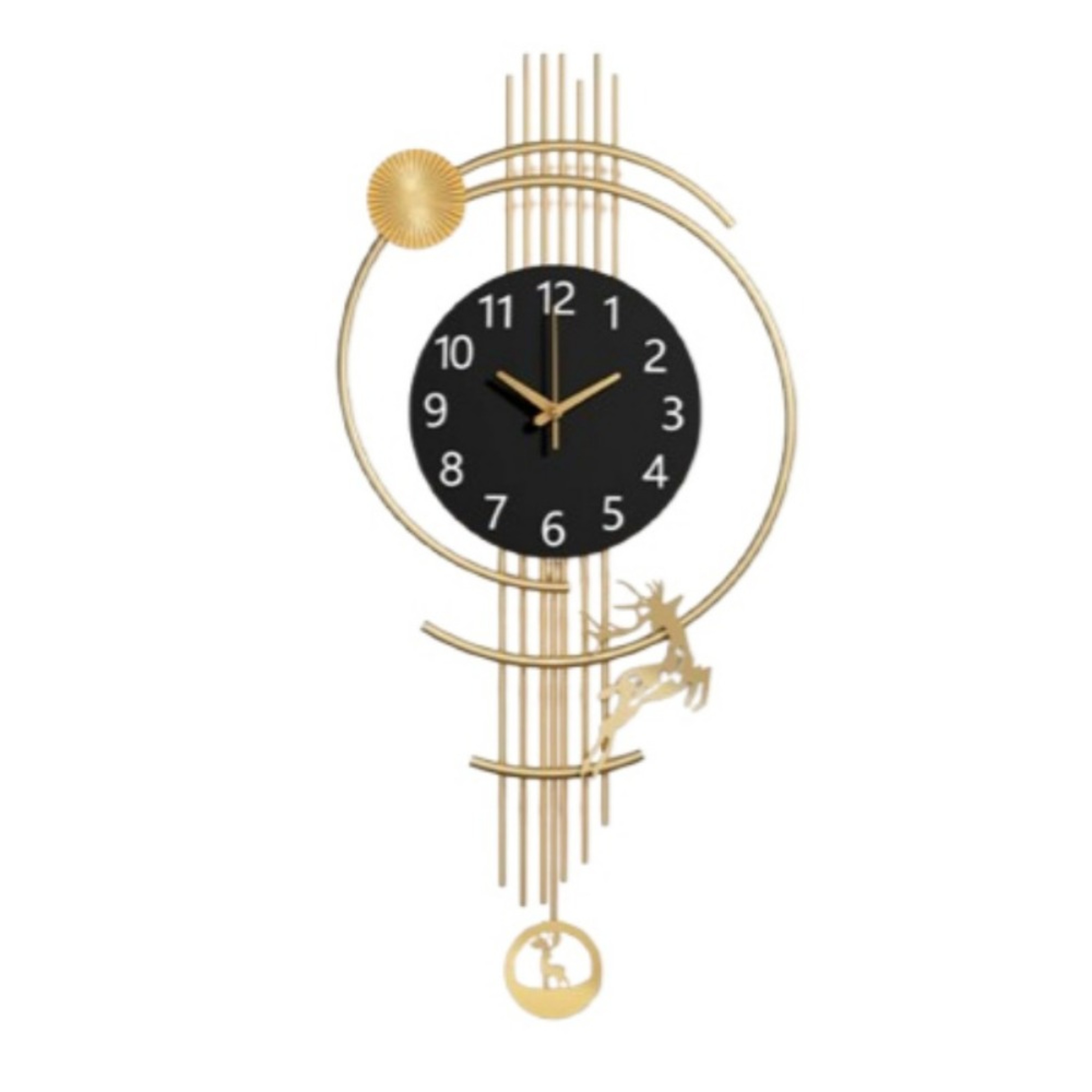 Large Battery Round Wall Clock for Home Decor, Gold Black Hands Wall Watches, Designer Pendulum Relojes – view 6