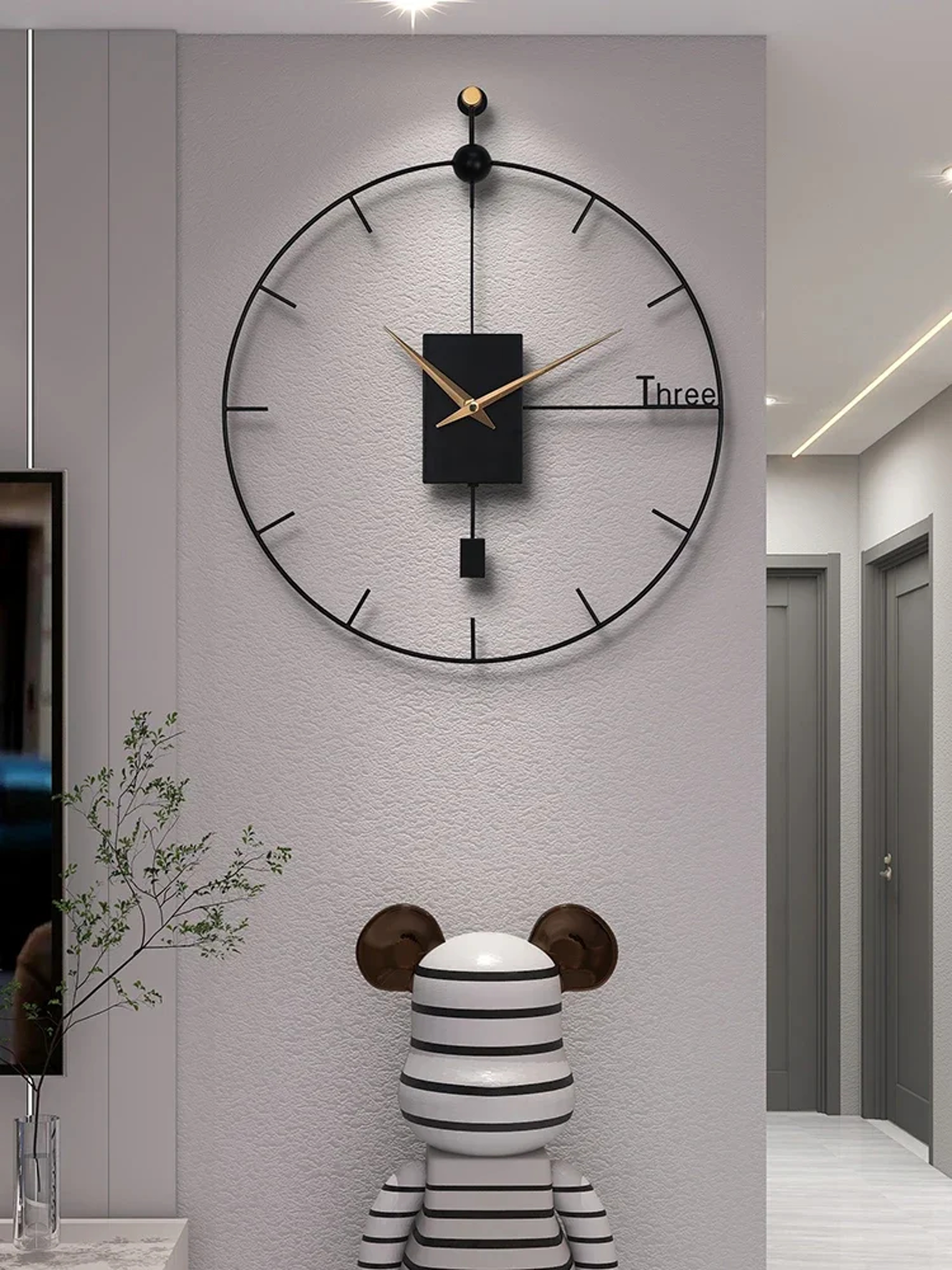 Modern Stylish Wall Clock Luxury Design, Large Swingable Pendulum Clock, Vintage Wall Decor for Living Room and Home – view 1