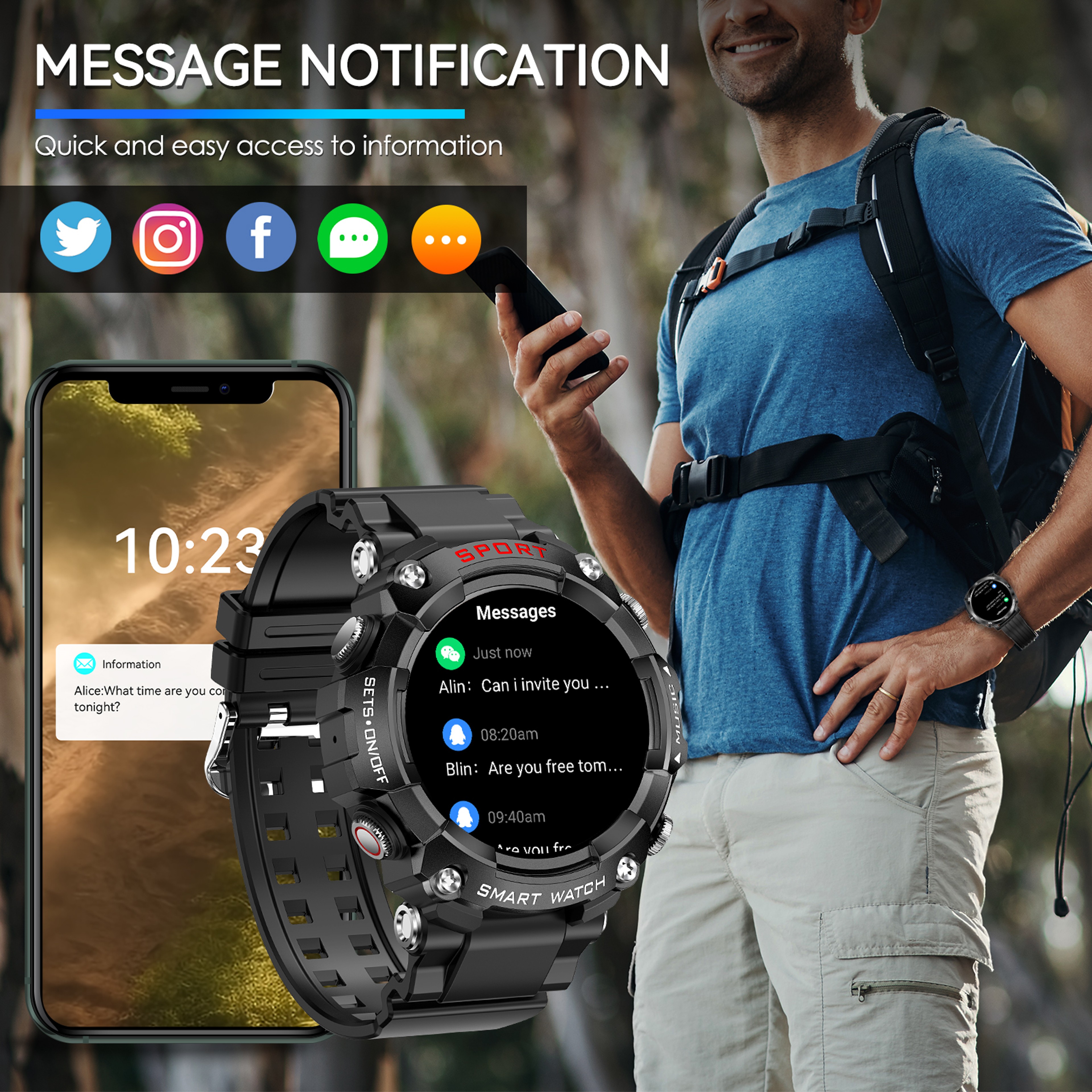 AMOLED Display Smart Watch with In-Ear Bluetooth Headset, Heart Rate, Blood Pressure, Oxygen Saturation, HD Audio – view 5