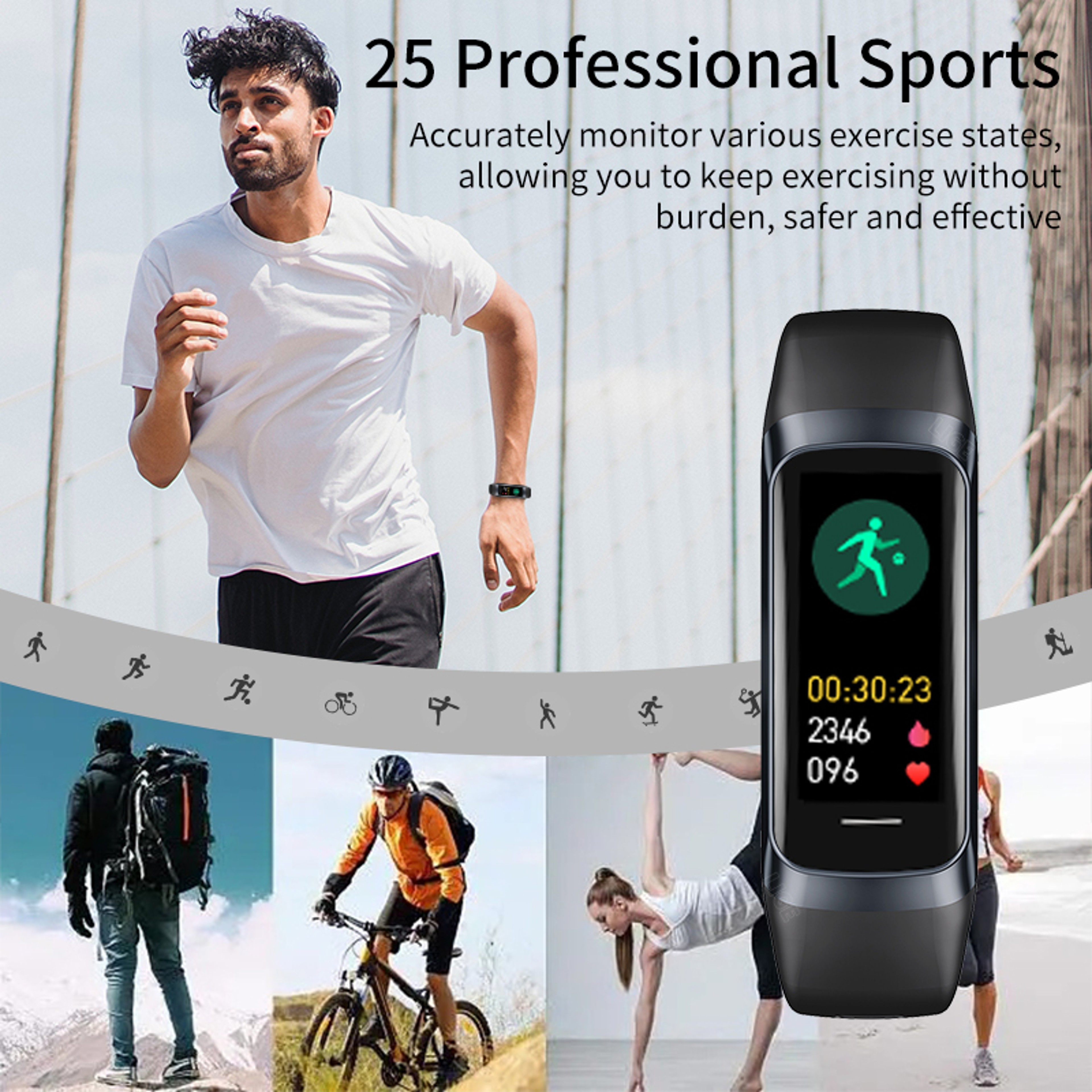Amoled Smart Watch Smartwatch, Sport Fitness Tracker for Women, Waterproof Heart Rate Blood Monitor Connected Bracelet – view 4