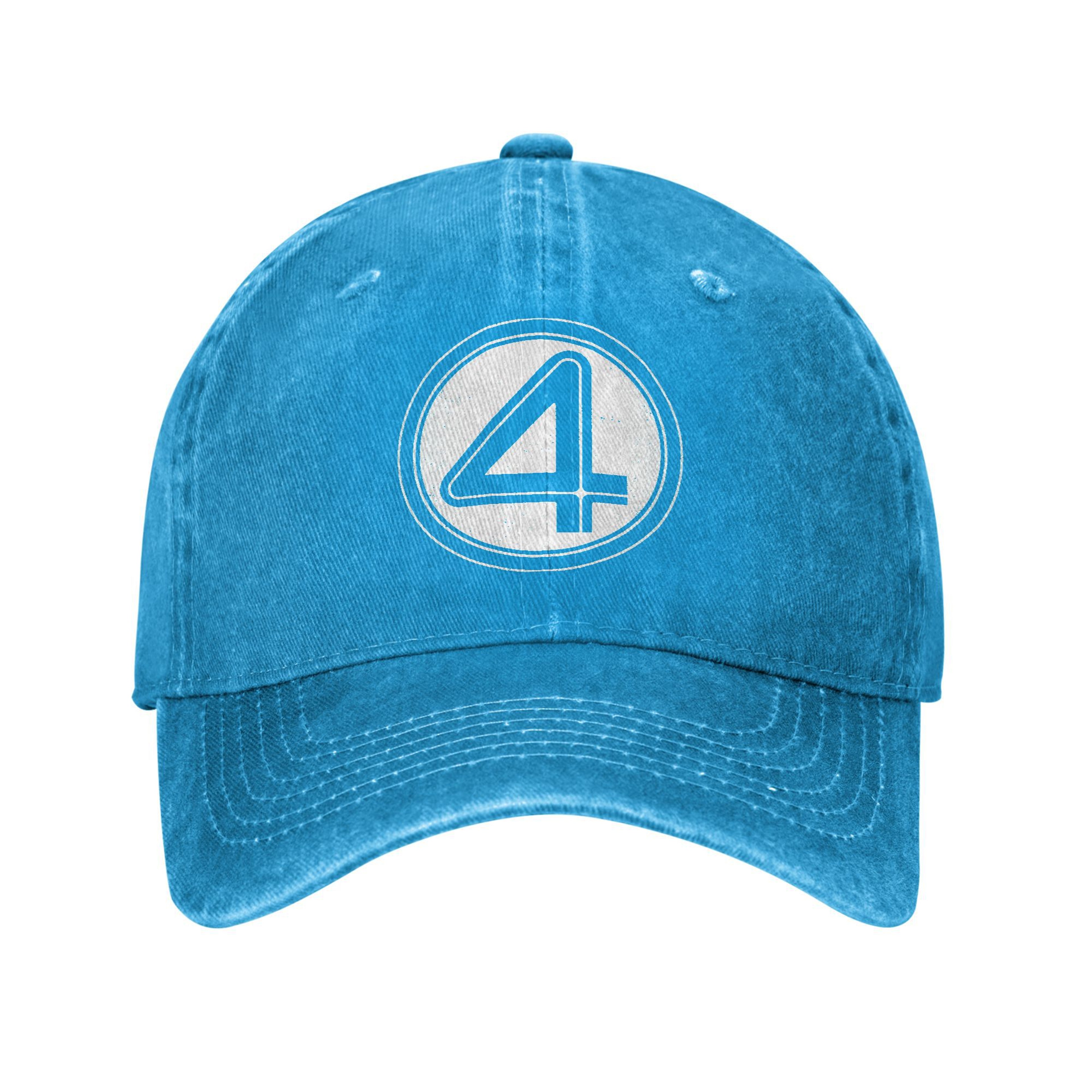 Vintage Fantastic Four 4 Symbol Baseball Cap, Unisex Distressed Denim Washed, Outdoor Adjustable Summer Headwear Hat Cap – view 1