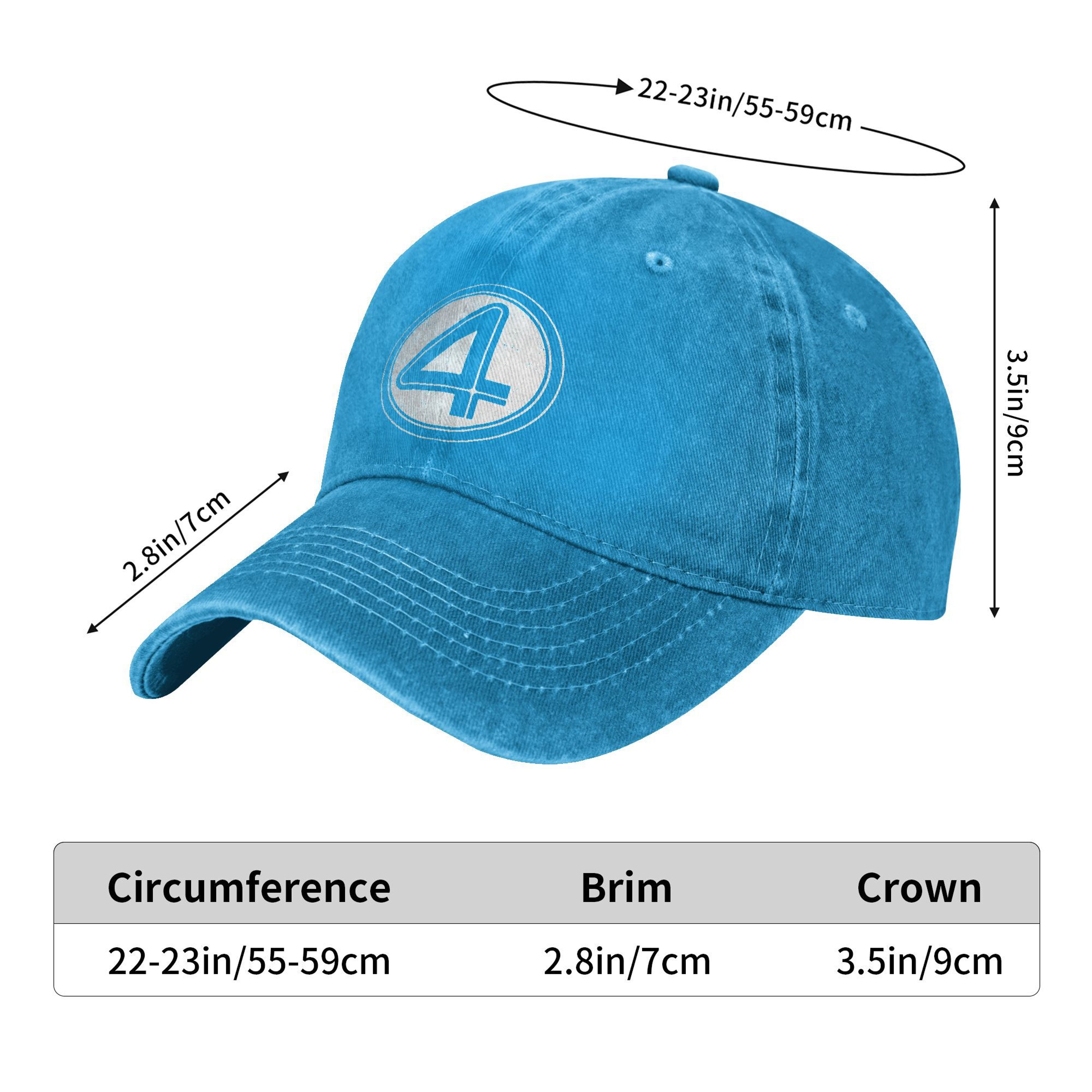 Vintage Fantastic Four 4 Symbol Baseball Cap, Unisex Distressed Denim Washed, Outdoor Adjustable Summer Headwear Hat Cap – view 4