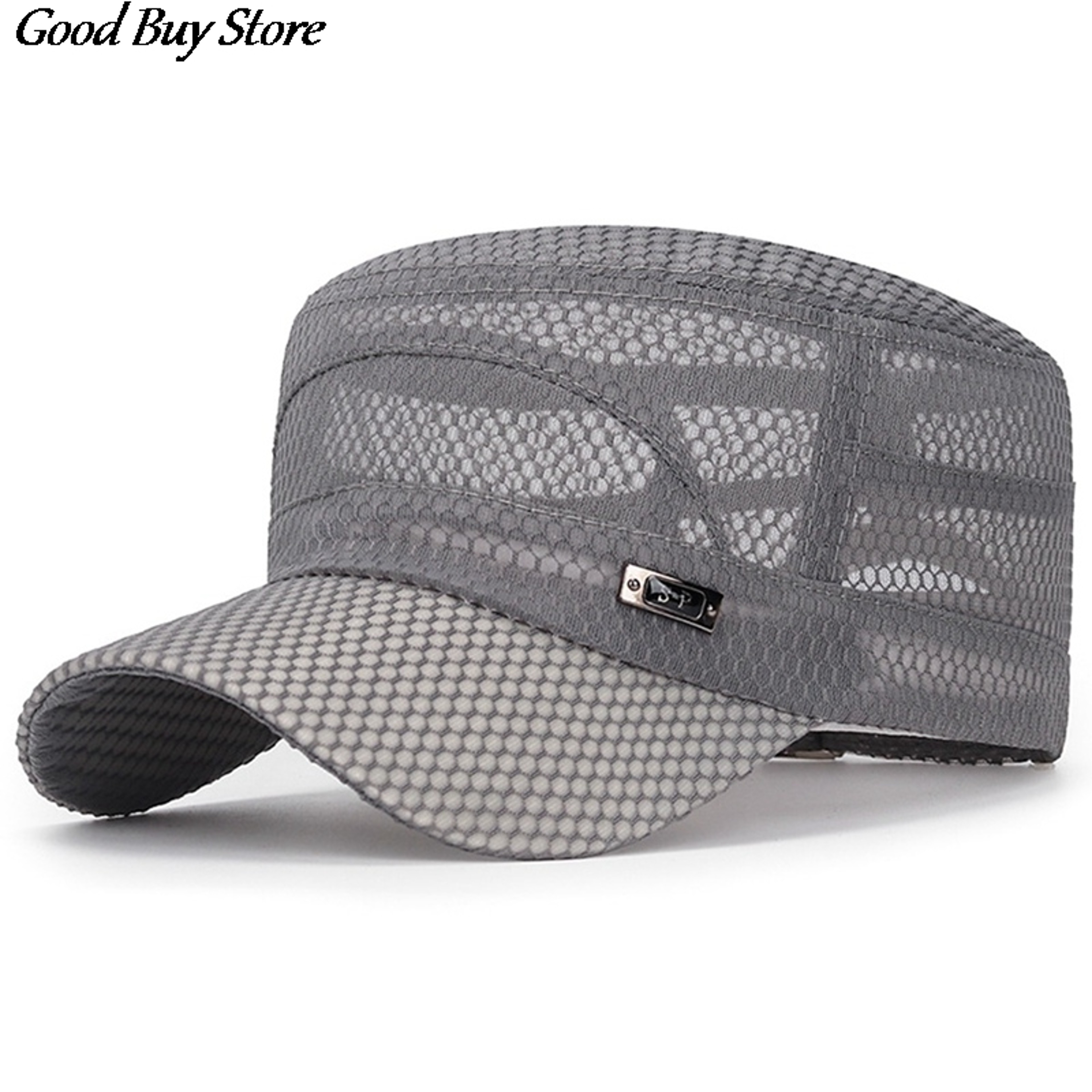 Breathable Full Mesh Visors Cap Men Outdoor Training Snapback Hats, Summer Casual Flat Caps, Lightweight Sun Hat Sports – view 5
