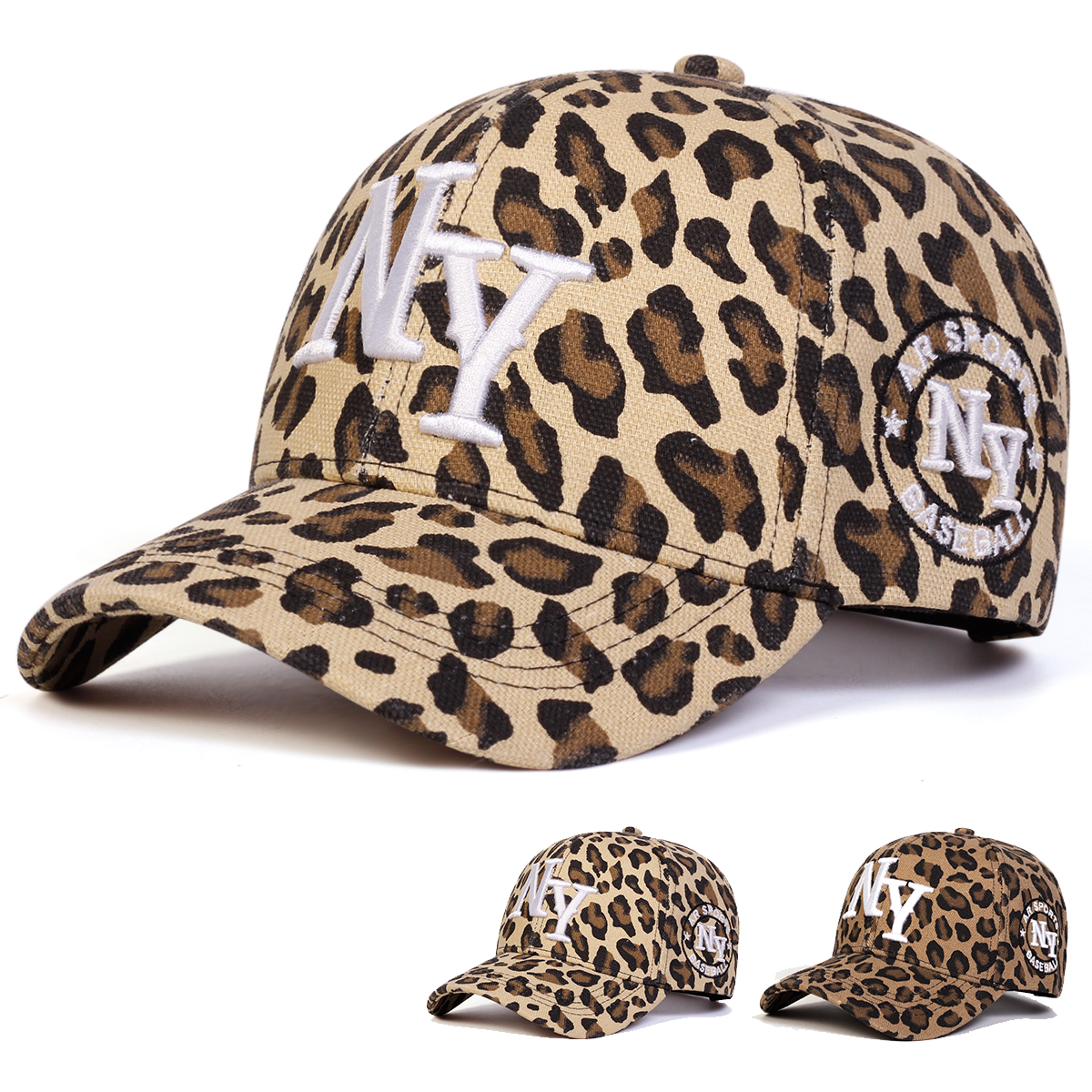 Adjustable Unisex Leopard Print Baseball Cap with Letter Embroidery, Casual Trucker Hat for Spring Autumn Outdoor Wear – view 1