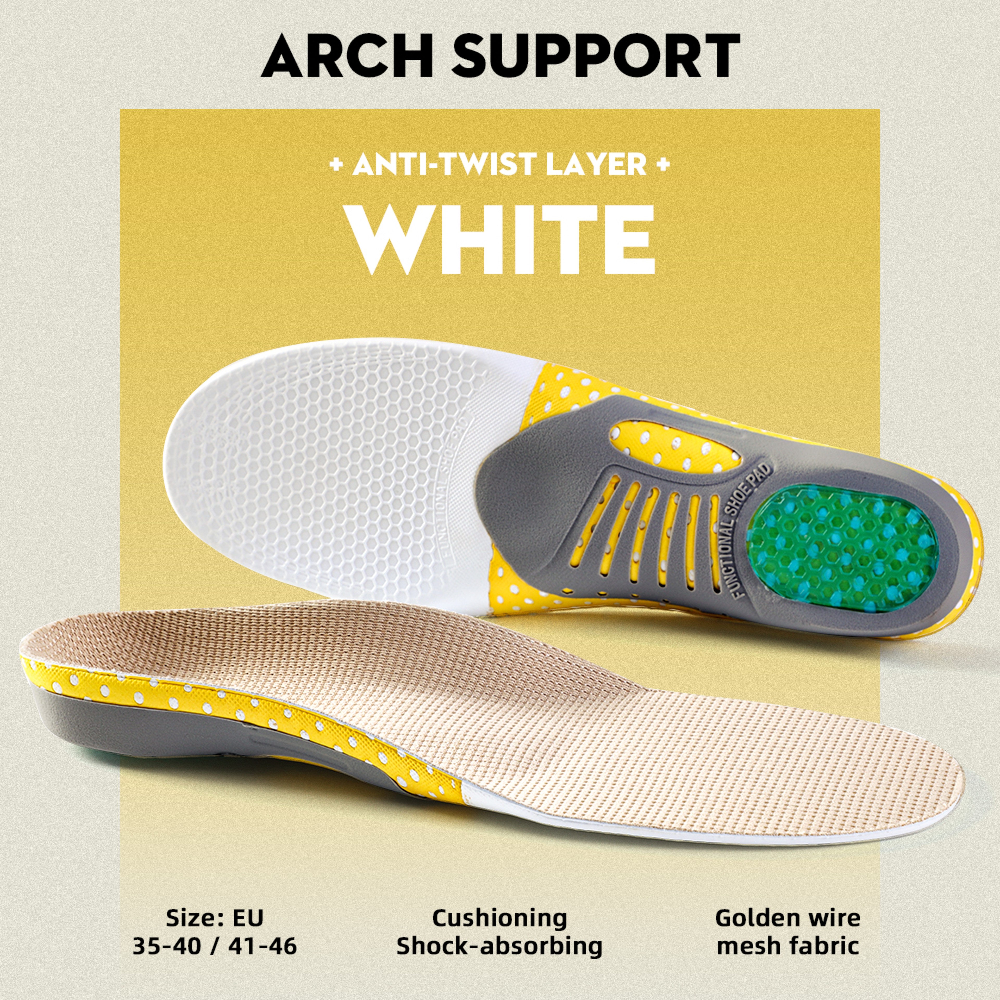 Arch Support Insoles, Gel Silicone Insoles, Orthotic Shoe Insoles, Sports Insoles Shock Absorption Shoe Pad – view 8