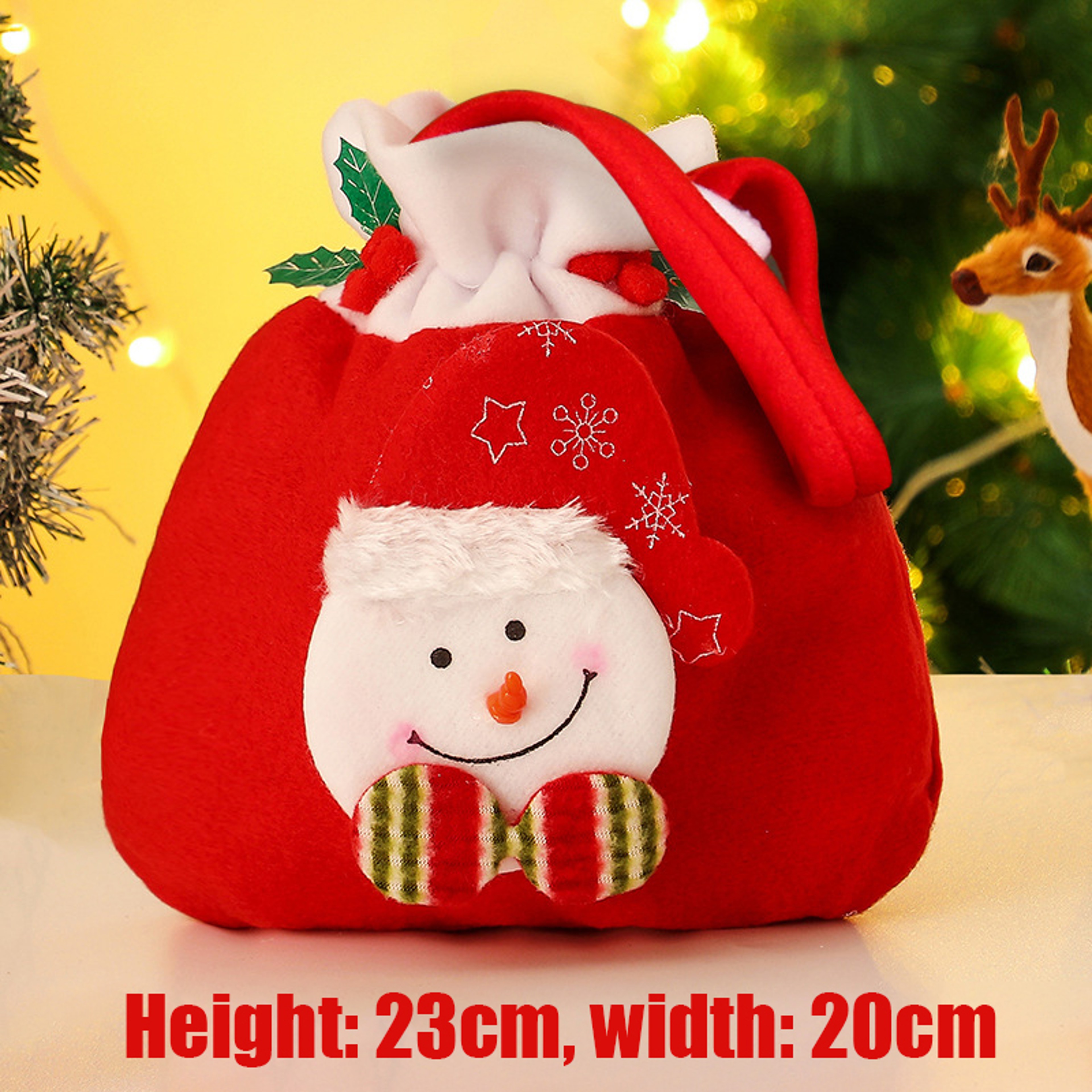 Christmas Gift Bags Drawstring Set,4Pcs Flannel Santa Sack Candy Pouches for Children's Gifts,Holiday Gift Wrapping – view 7