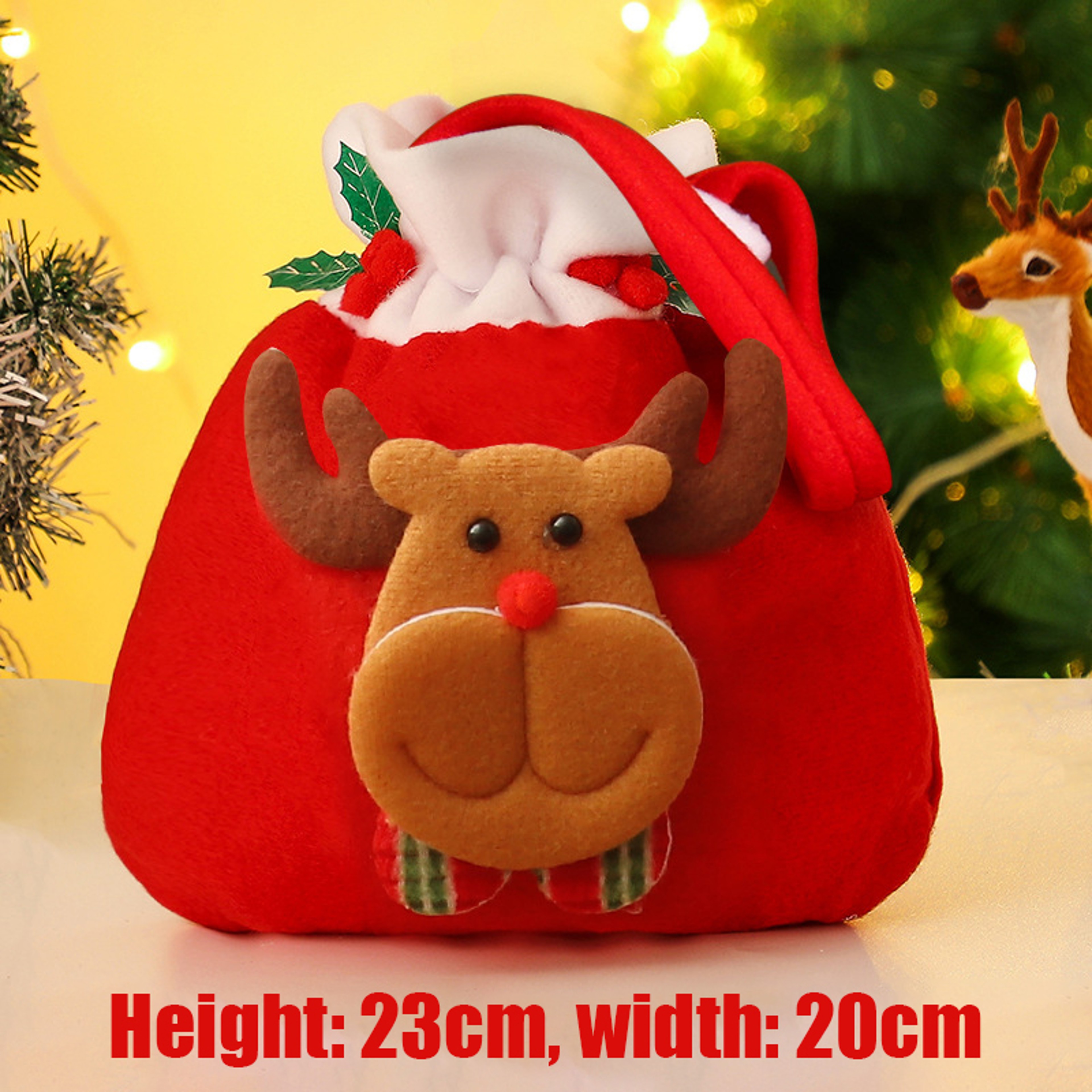 Christmas Gift Bags Drawstring Set,4Pcs Flannel Santa Sack Candy Pouches for Children's Gifts,Holiday Gift Wrapping – view 8