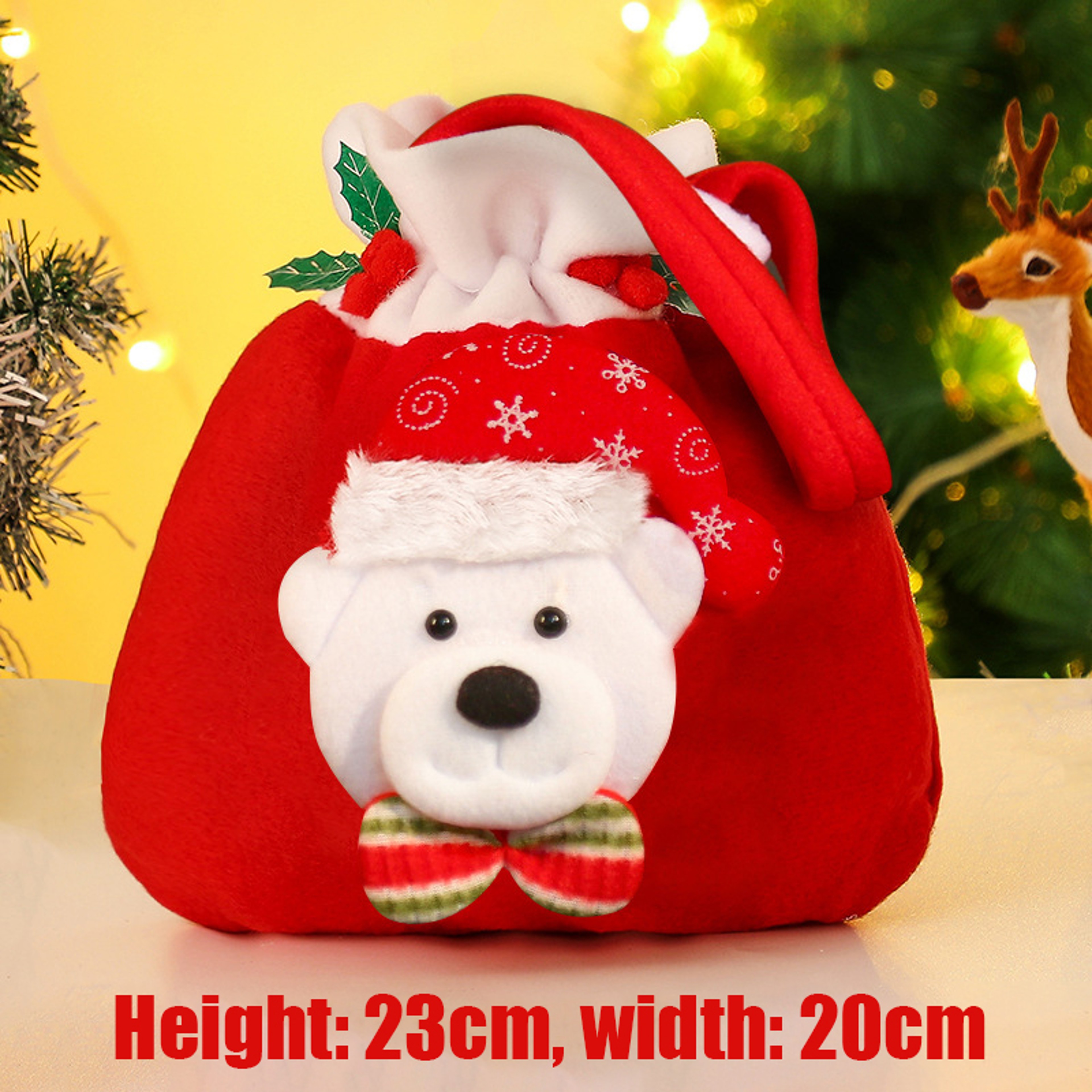 Christmas Gift Bags Drawstring Set,4Pcs Flannel Santa Sack Candy Pouches for Children's Gifts,Holiday Gift Wrapping – view 9
